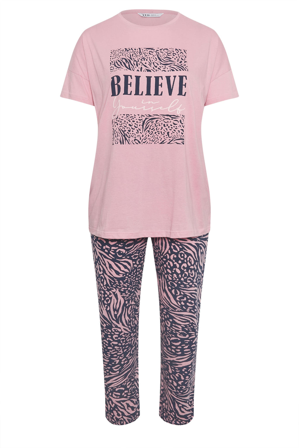  YOURS - Ensemble De Pyjama Rose 'Believe' Léopard Manches Courtes