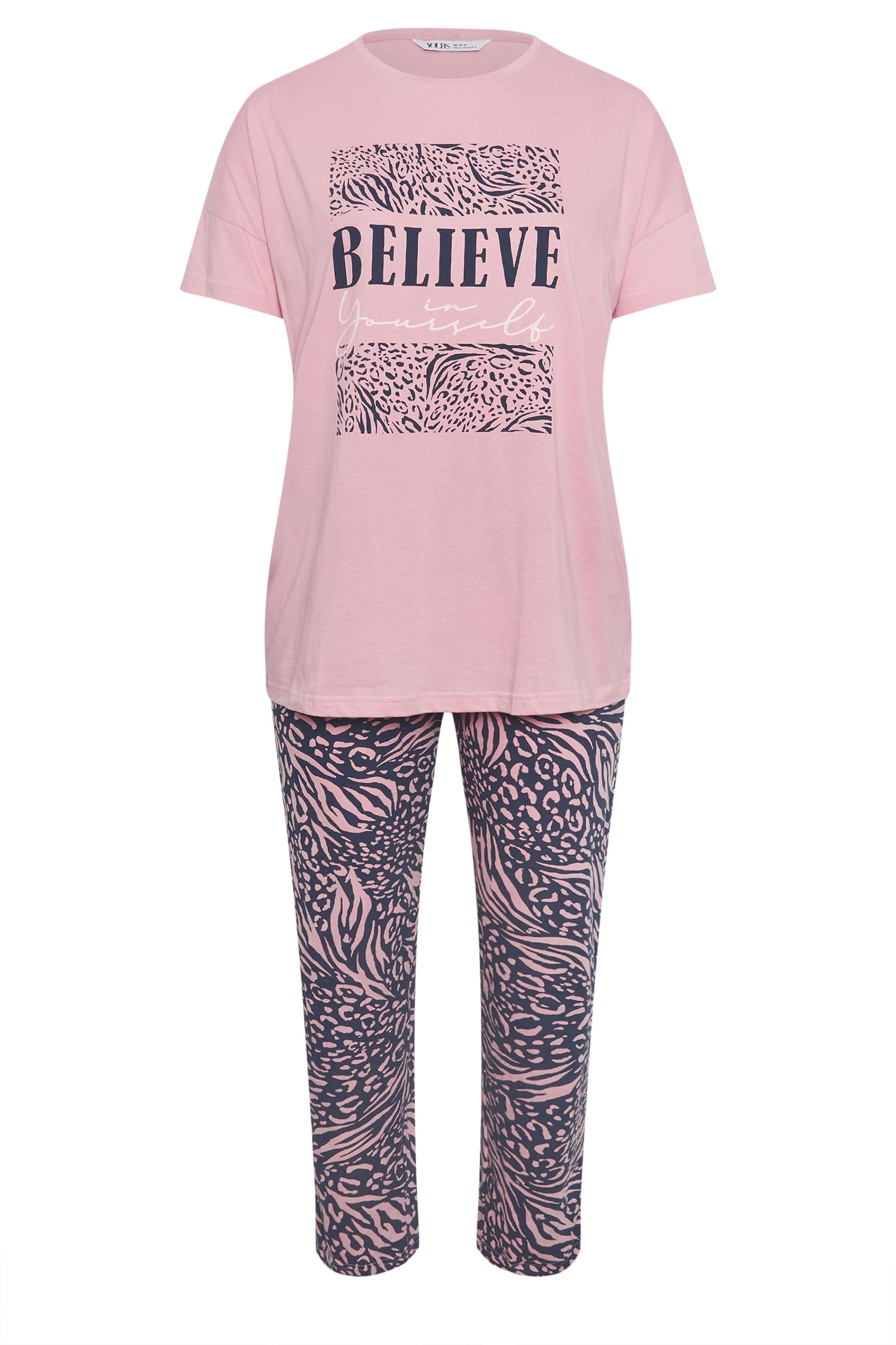  YOURS - Ensemble De Pyjama Rose 'Believe' Léopard Manches Courtes