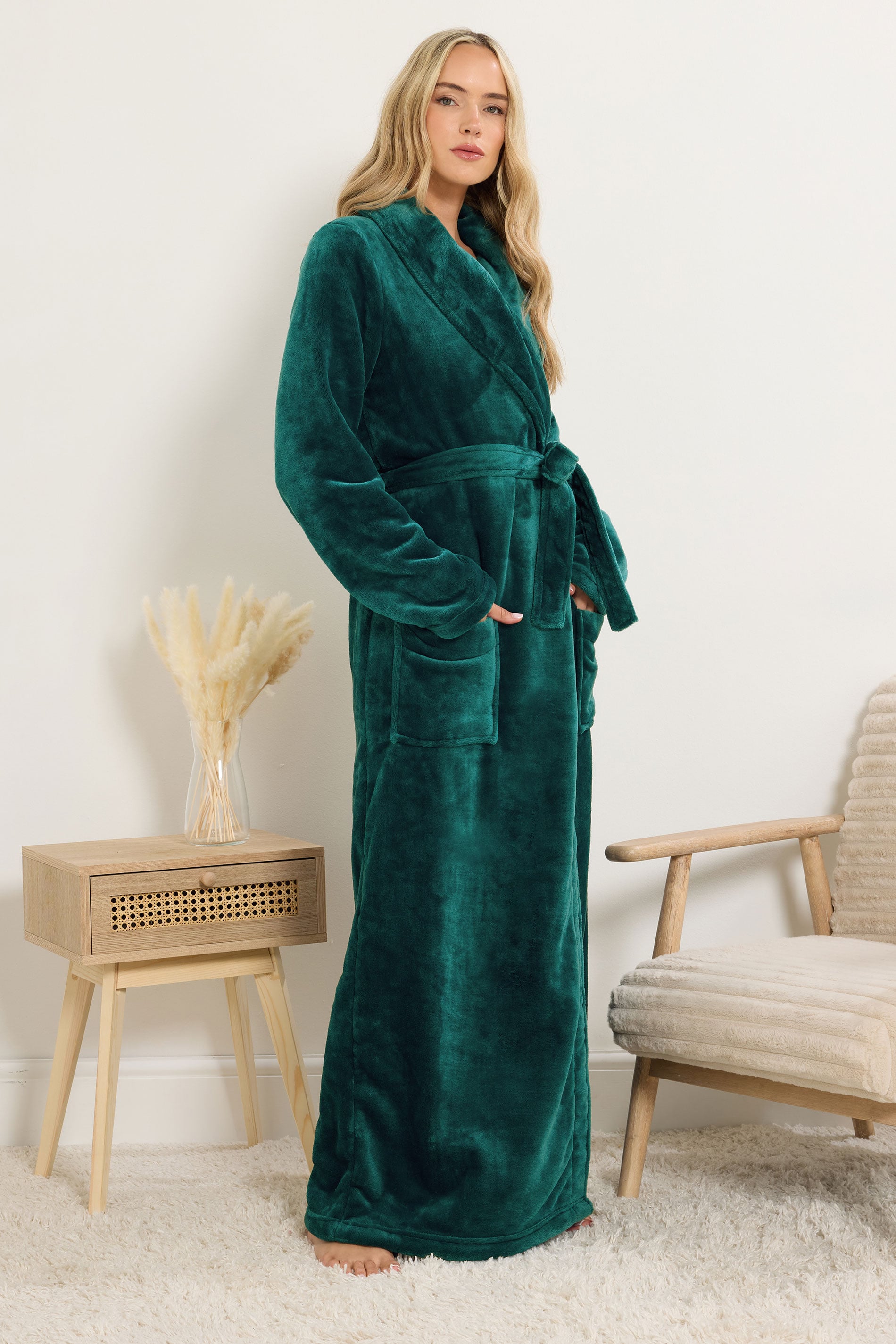  LTS Tall Teal Green Super Luxe Maxi Dressing Gown