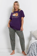  YOURS - Ensemble De Pyjama Violet & Gris 'Goodnight, Sleep Tight'