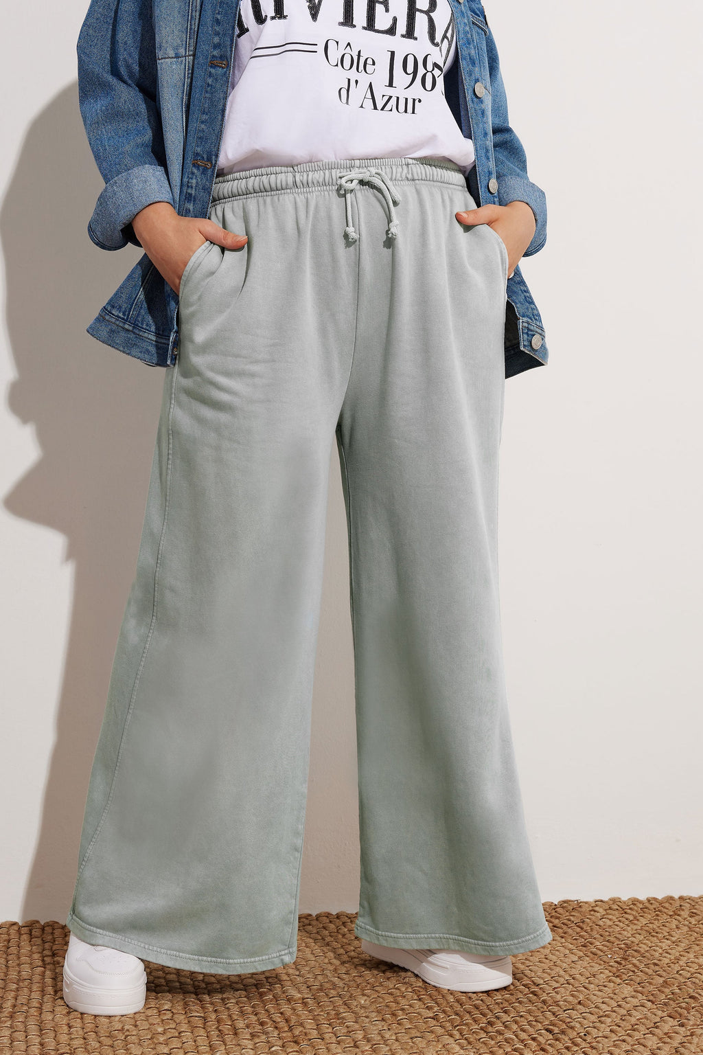  YOURS - Jogging Gris Coupe Wide Leg à Poches