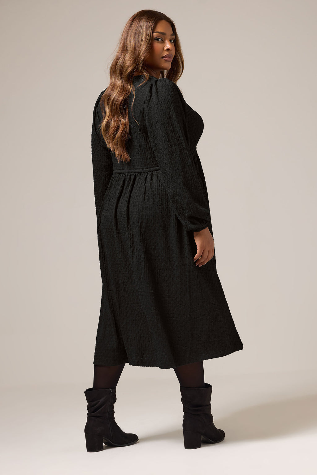  YOURS Curve Robe Midi Texturée Noire
