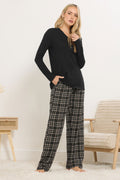  LTS Tall Black Cotton Check Pyjama Bottoms