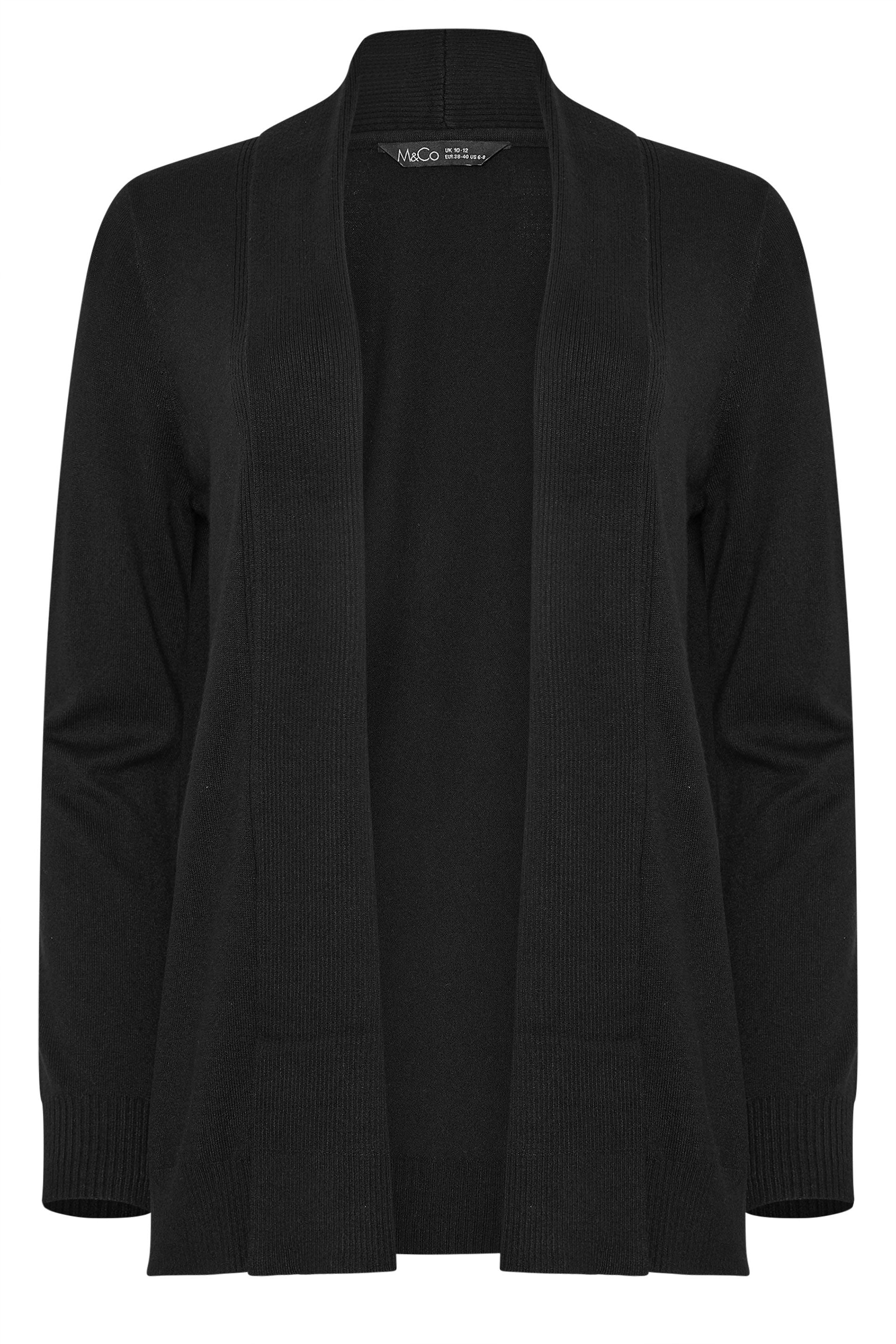 M&Co Black Shawl Collar Cardigan