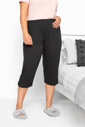  Pantacourt Pyjama Noir Avec Bordure Dentelle