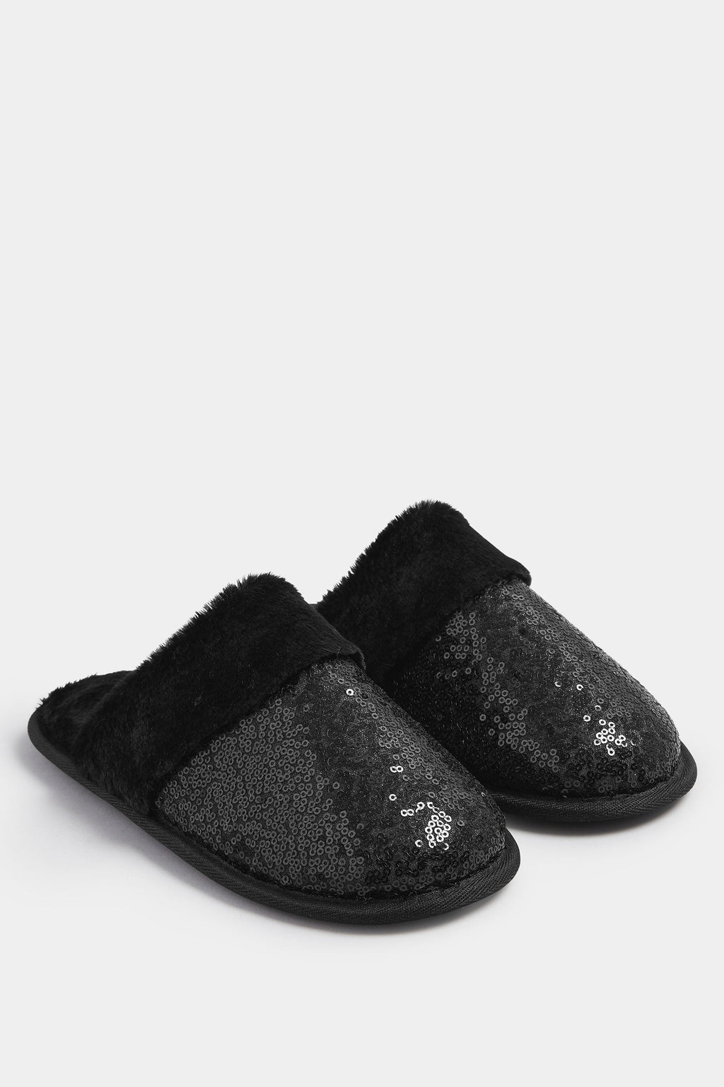  Chaussons Mules à Paillettes Noires