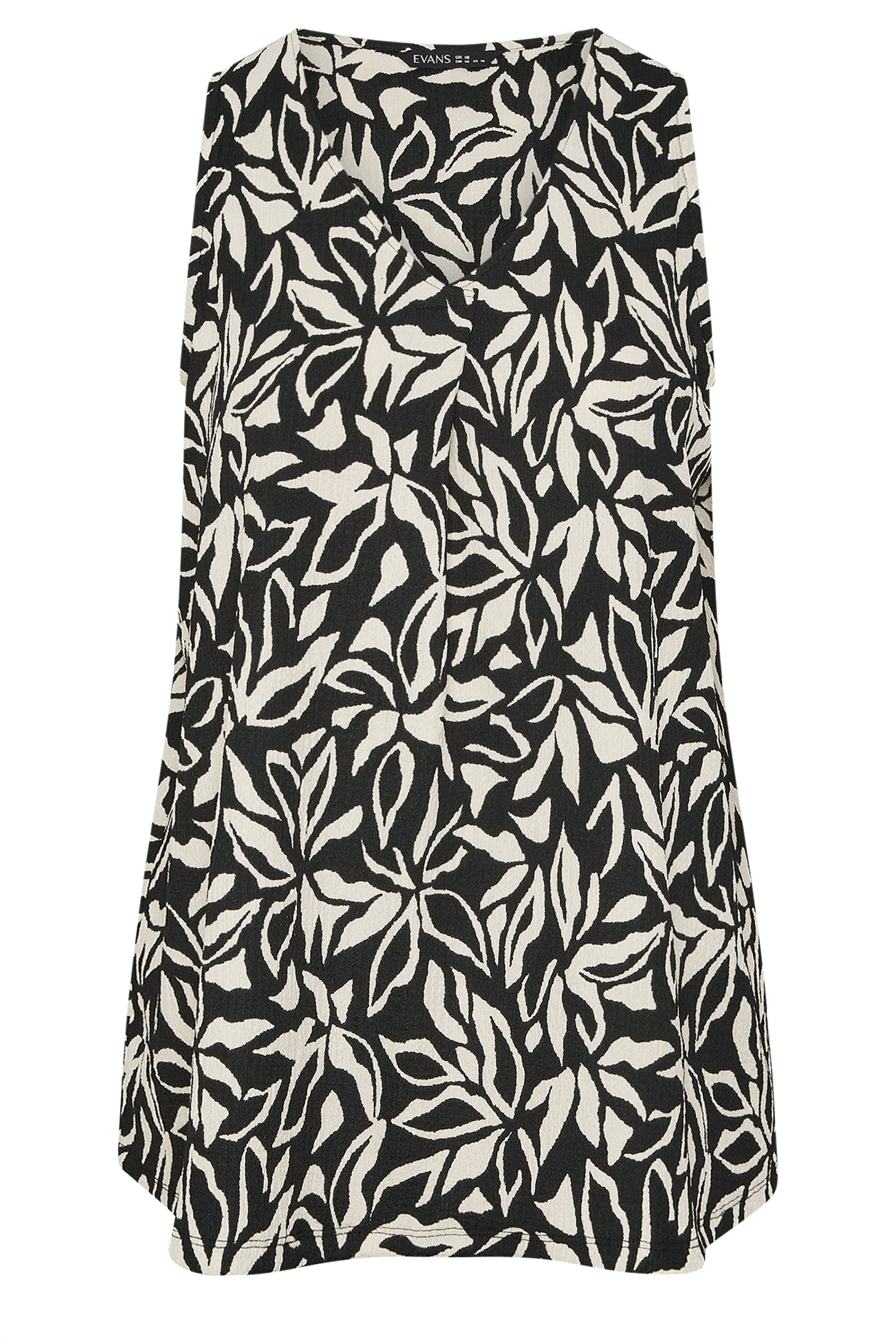  EVANS Curve Black Floral Pleat Front Jersey Vest Top
