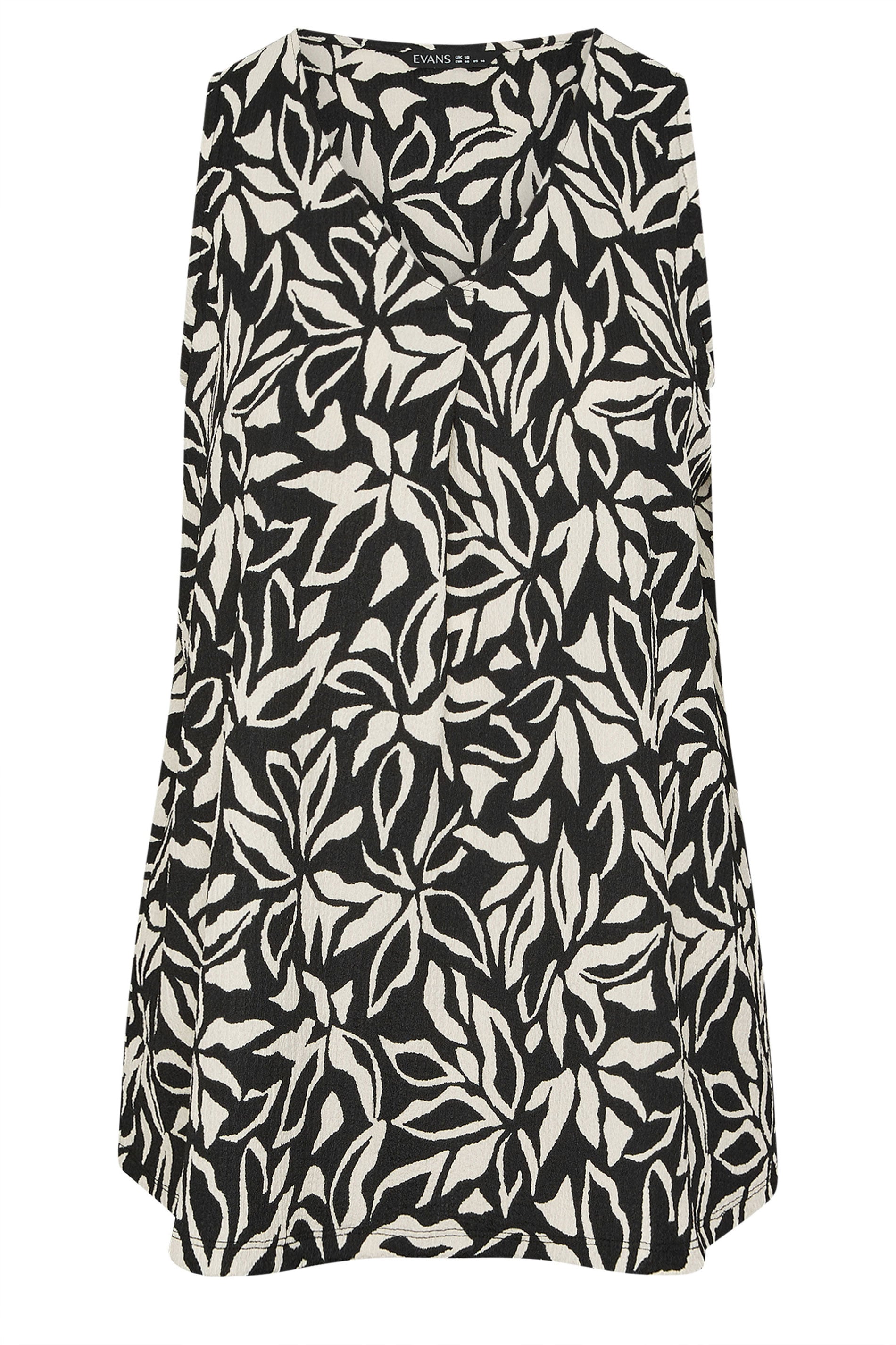  EVANS Curve Black Floral Pleat Front Jersey Vest Top