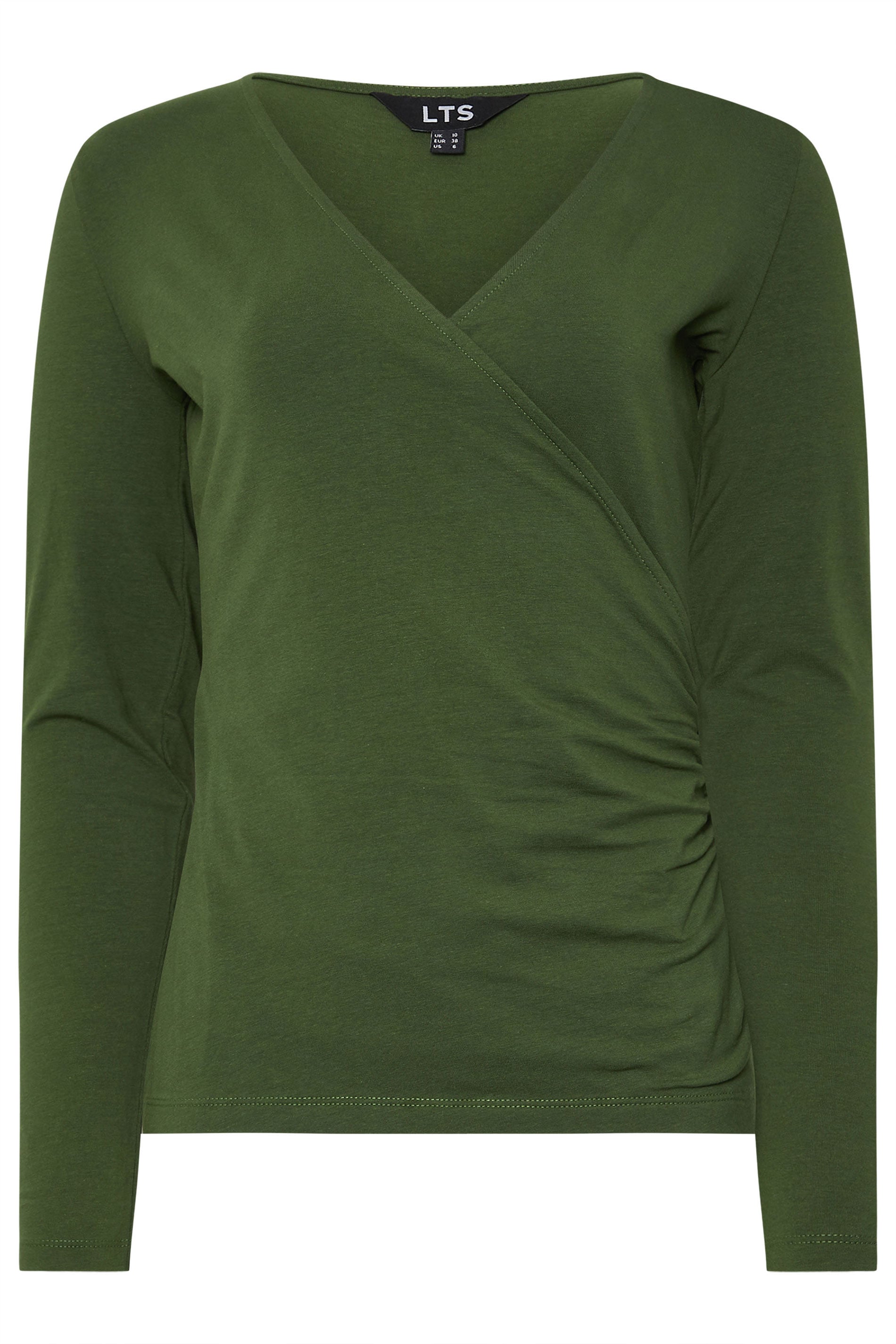  LTS Tall 2 PACK Khaki Green & Red Wrap Tops