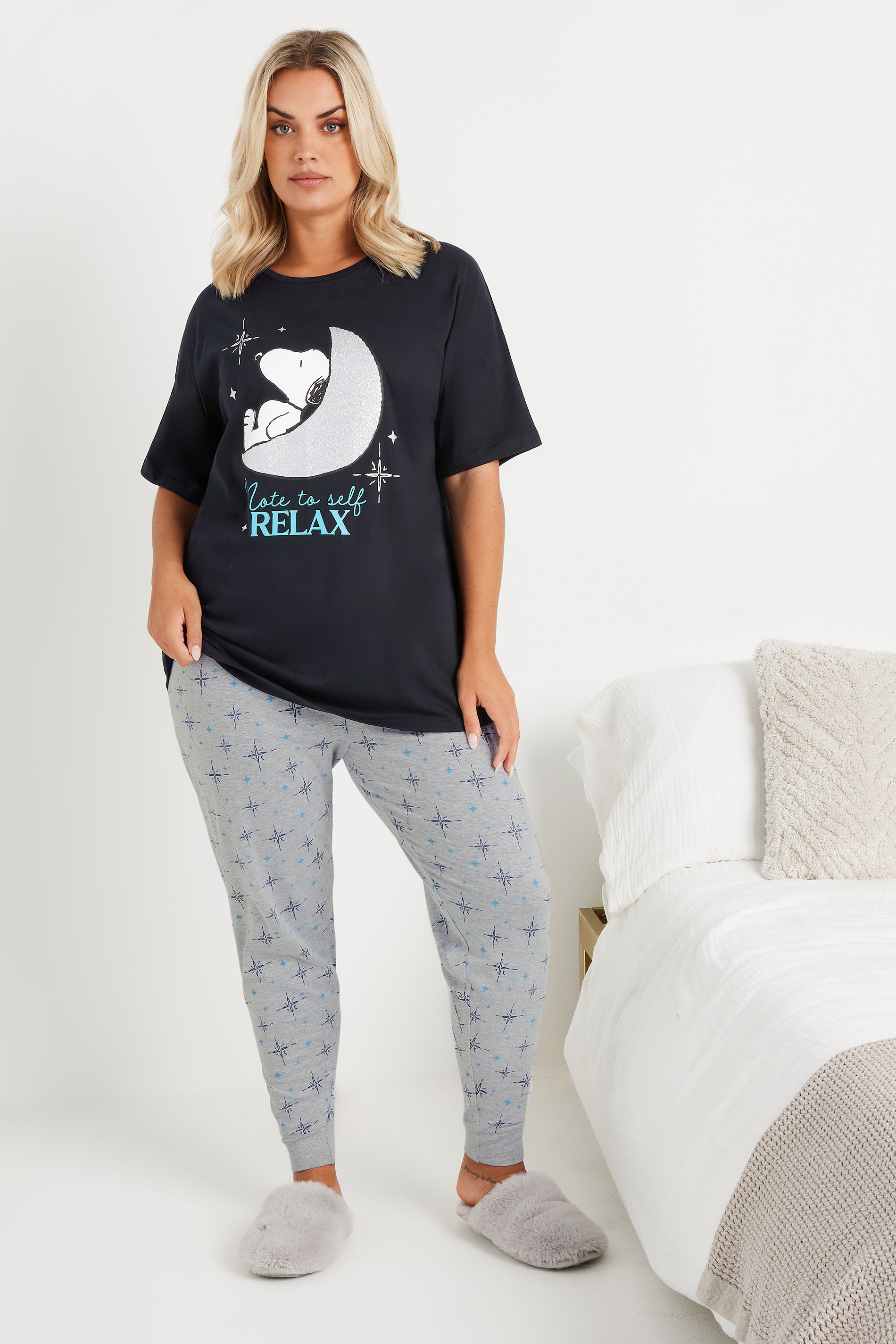  SNOOPY - Ensemble De Pyjama Bleu Marine & Gris 'Relax'