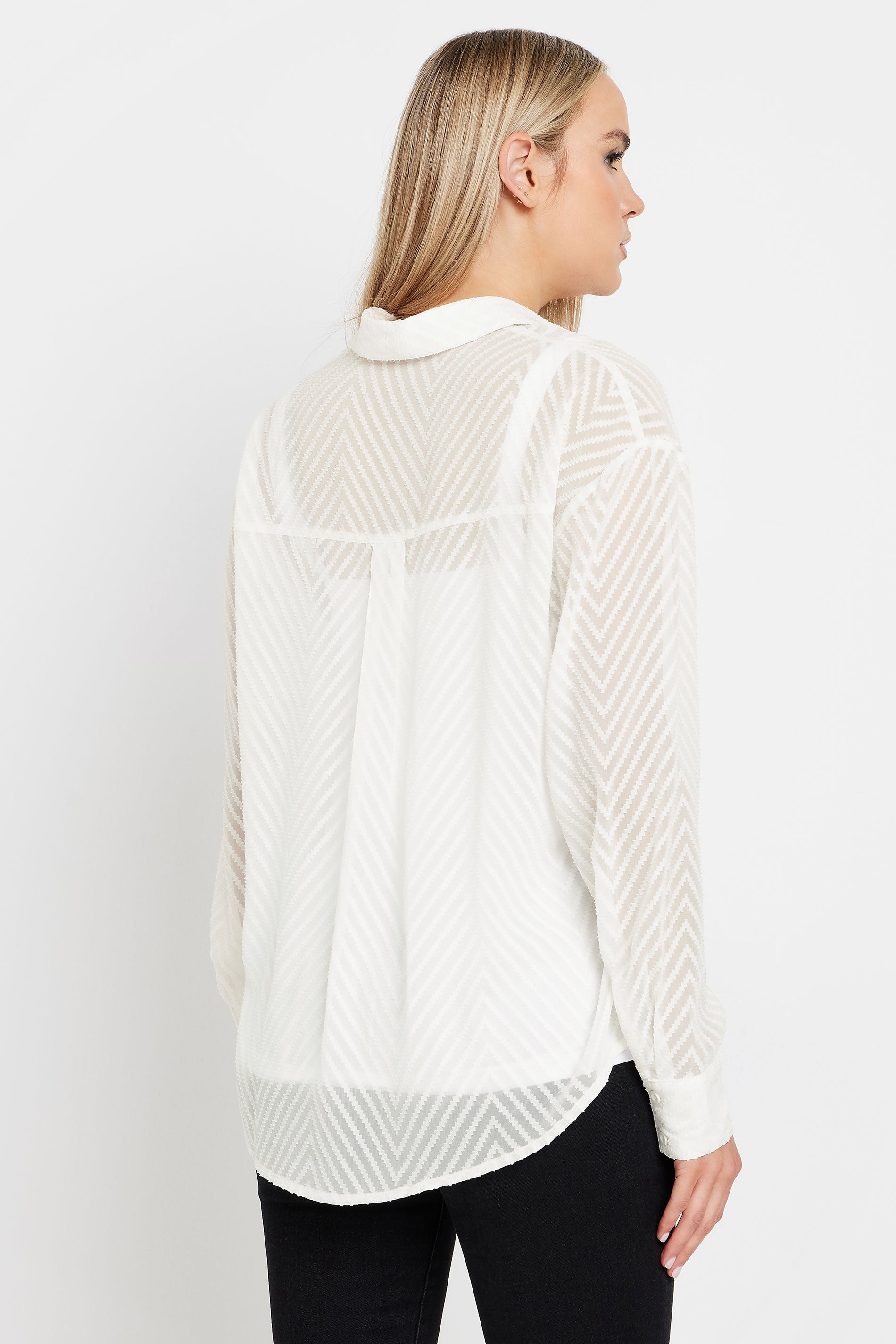  LTS Tall White Shadow Stripe Long Sleeve Shirt
