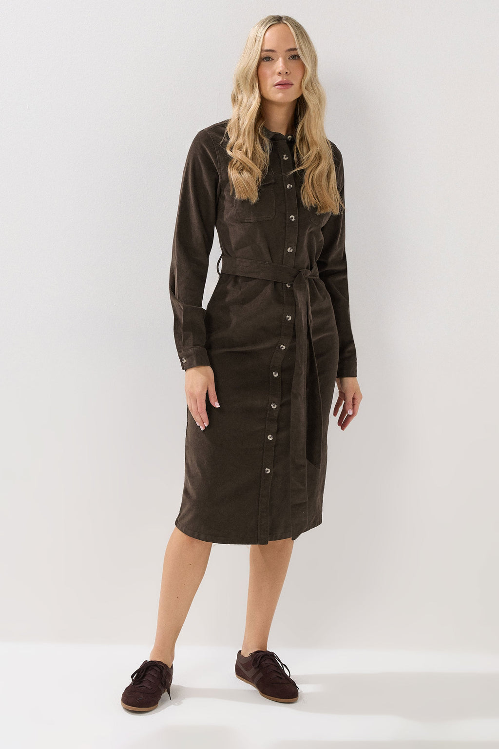  LTS Tall Chocolate Brown Cord Shirt Dress