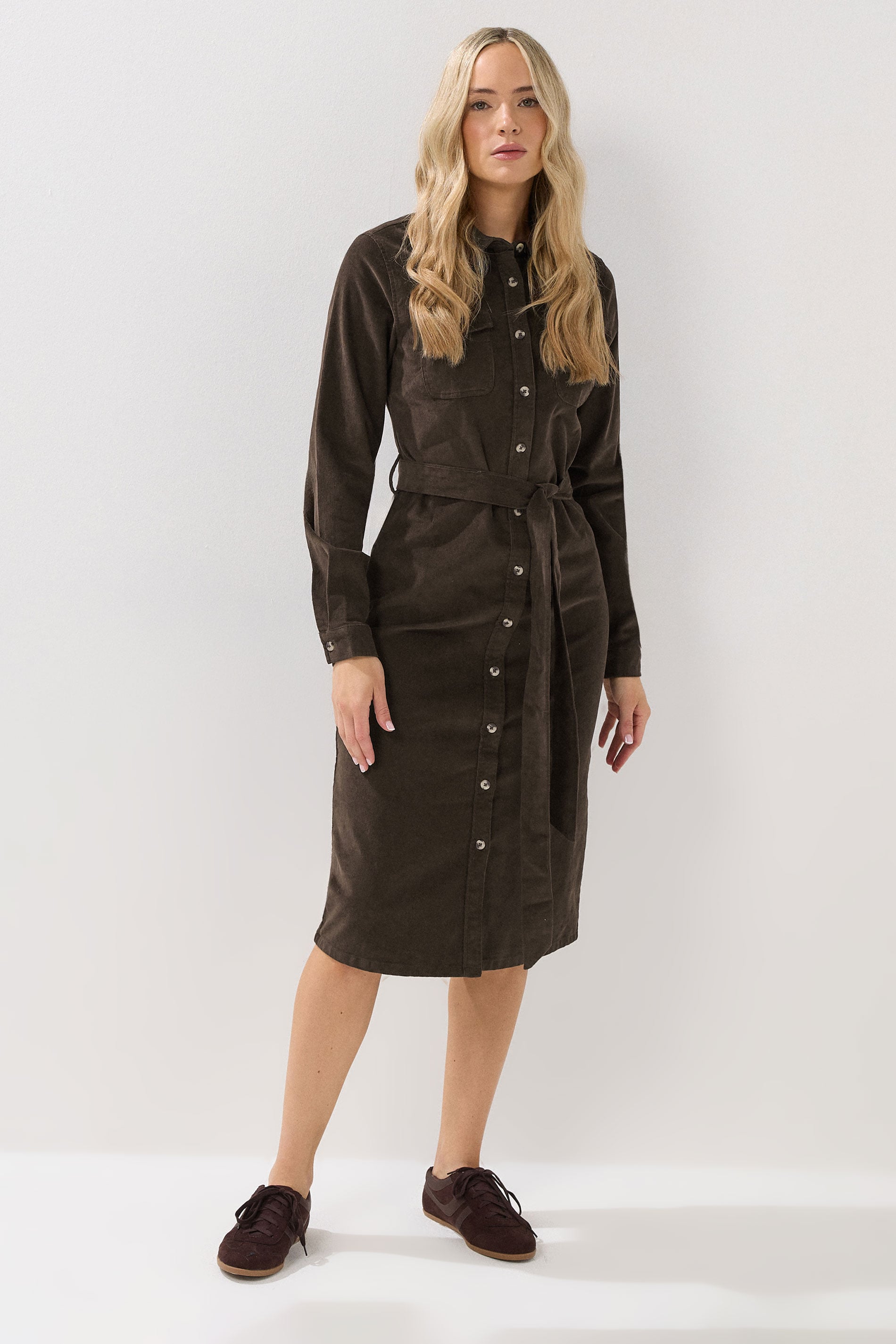  LTS Tall Chocolate Brown Cord Shirt Dress