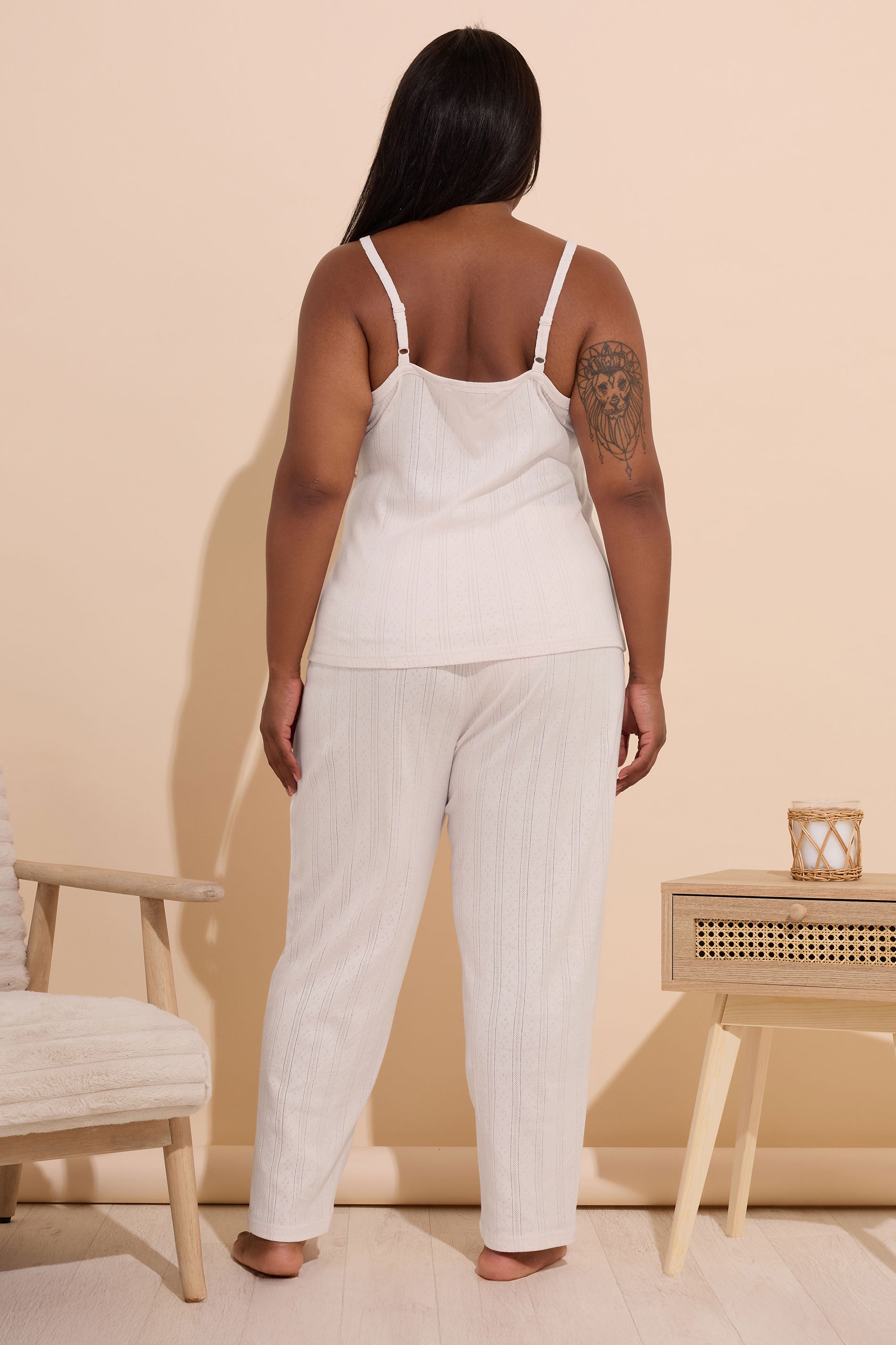  YOURS Curve Ensemble De Pyjama à Jambes Larges En Pointelle Rose