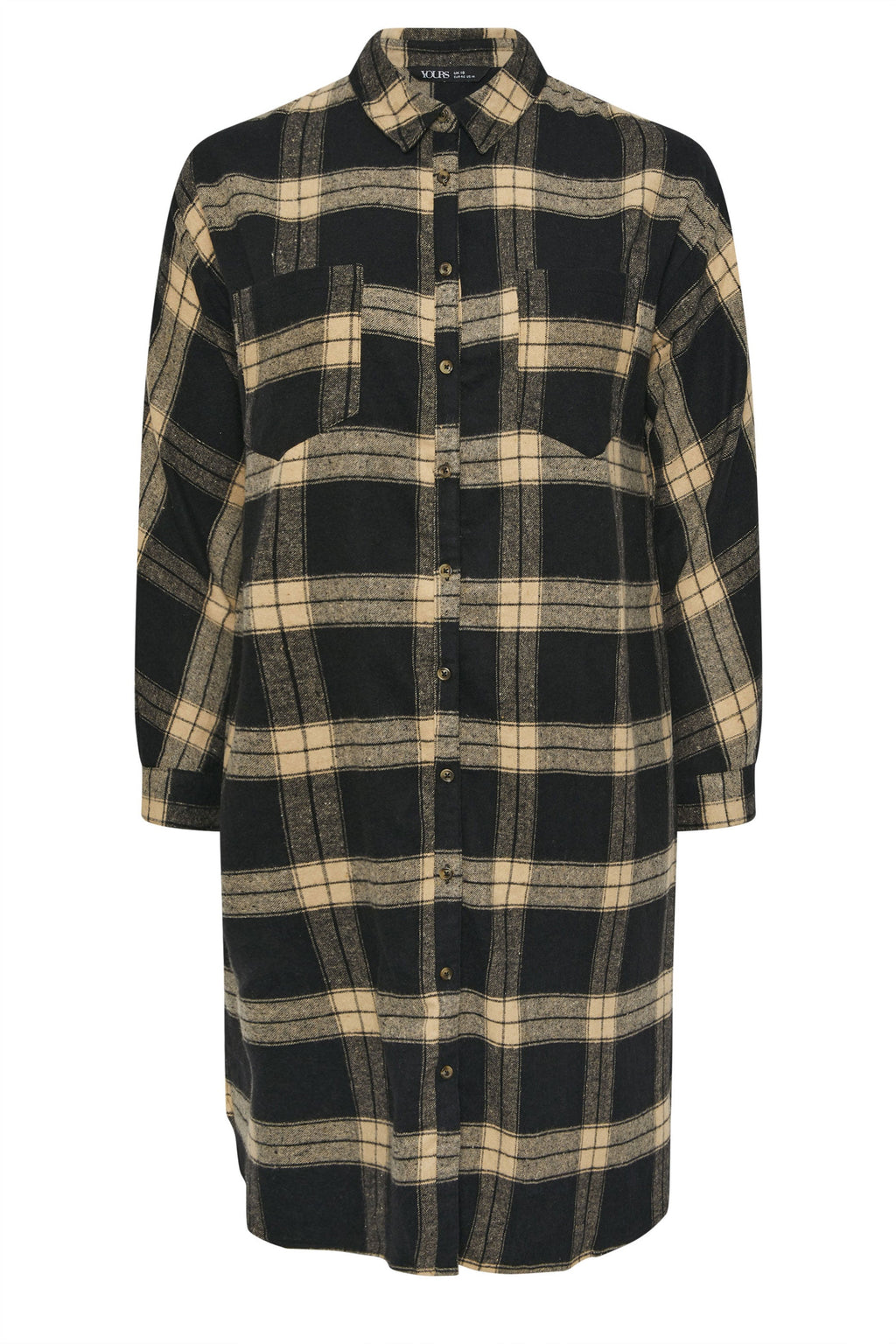  YOURS - Chemise Longue à Carreaux Noire Et Marron