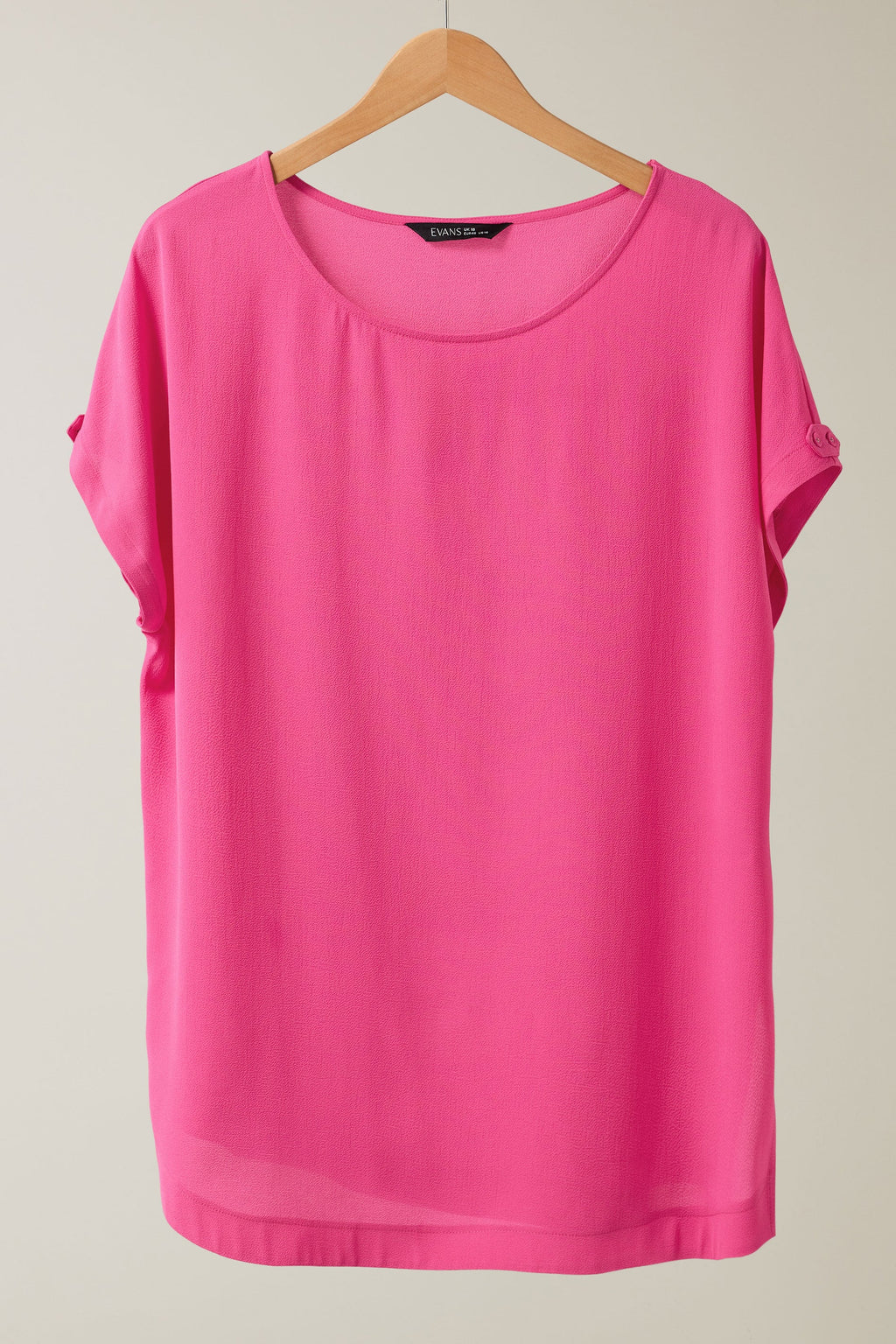  EVANS Curve Pink Button Sleeve Blouse