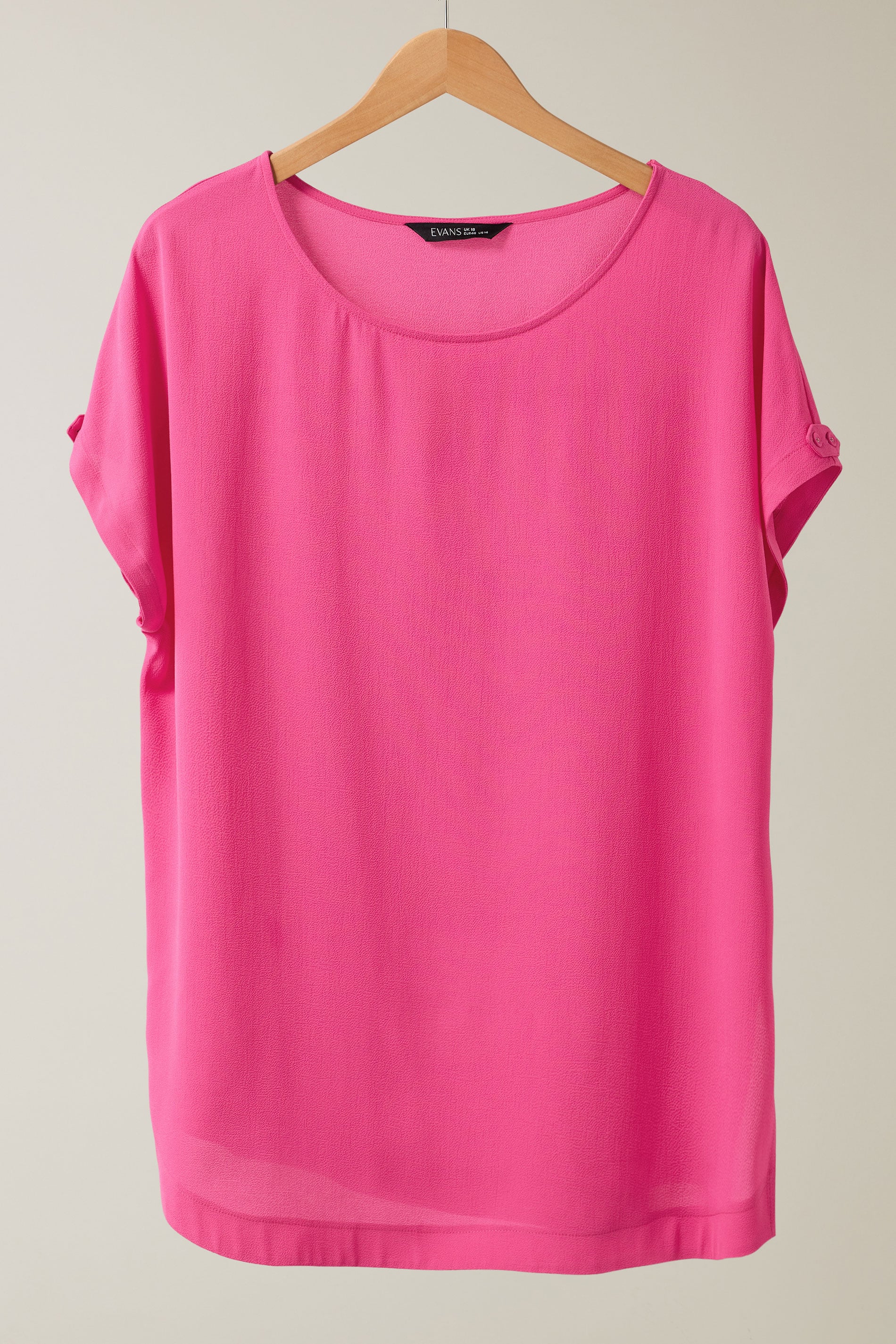  EVANS Curve Pink Button Sleeve Blouse