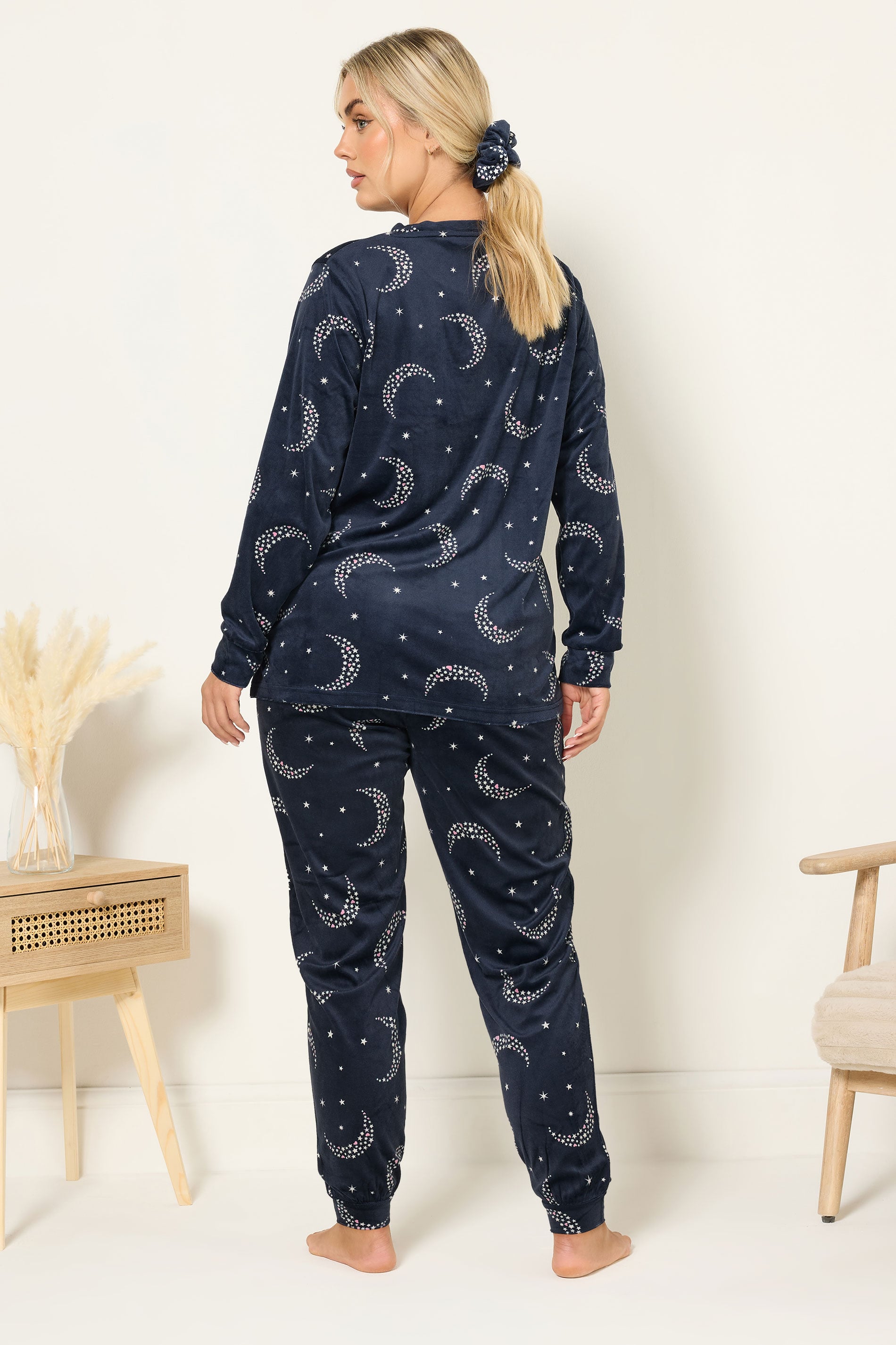  YOURS Curve Ensemble Pyjama Et Chouchou En Polaire Bleu Marine Moon & Star