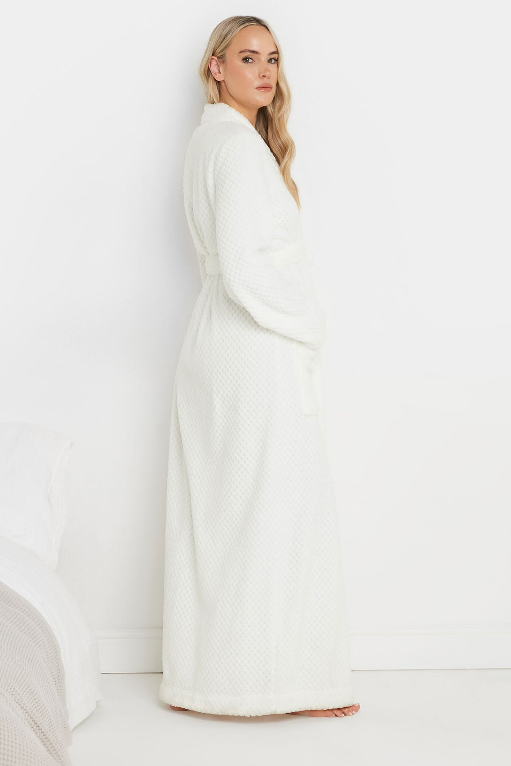  LTS Tall Ivory White Waffle Maxi Dressing Gown