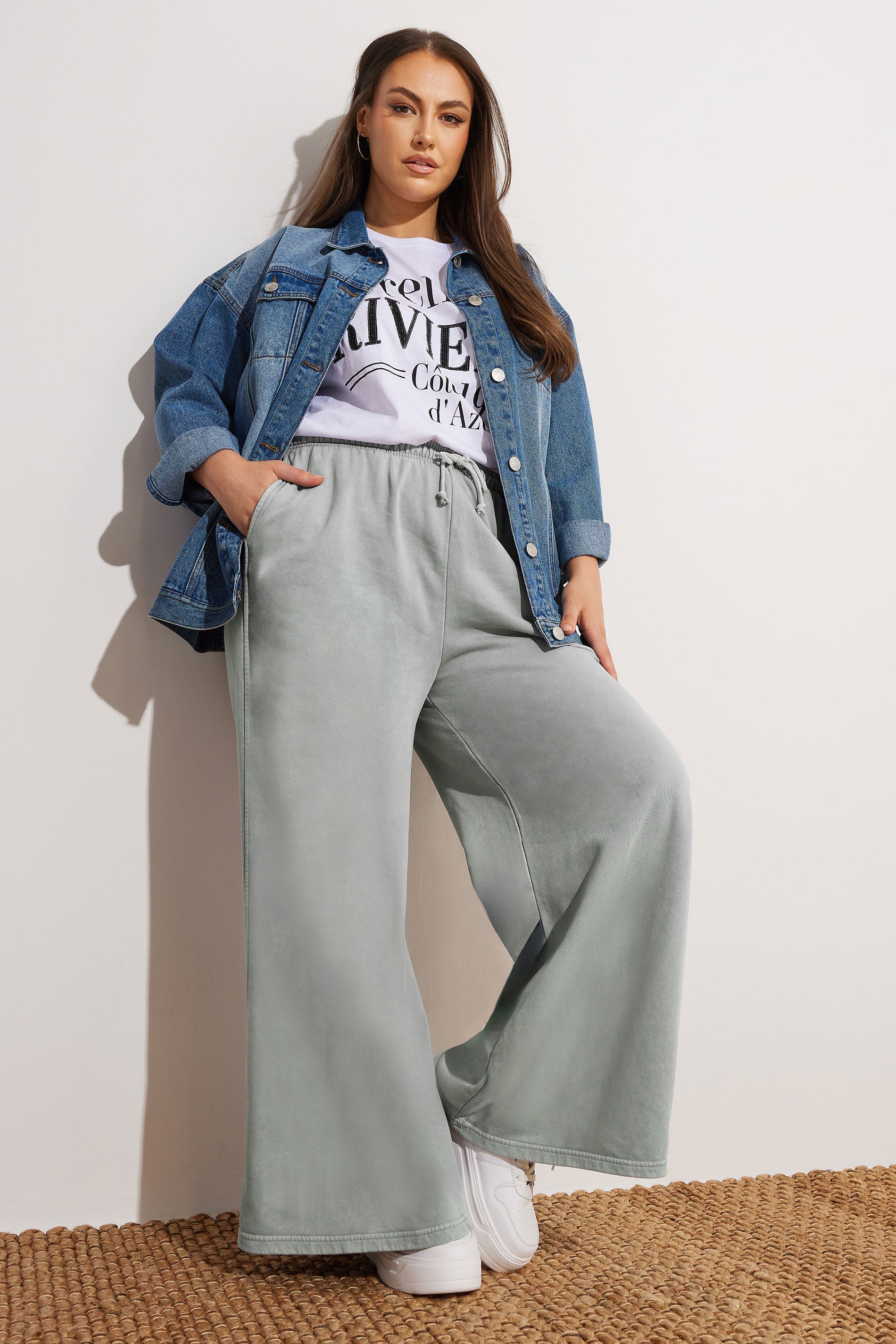  YOURS - Jogging Gris Coupe Wide Leg à Poches