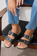  Sandales Noires à Boucles Pieds Larges EEE