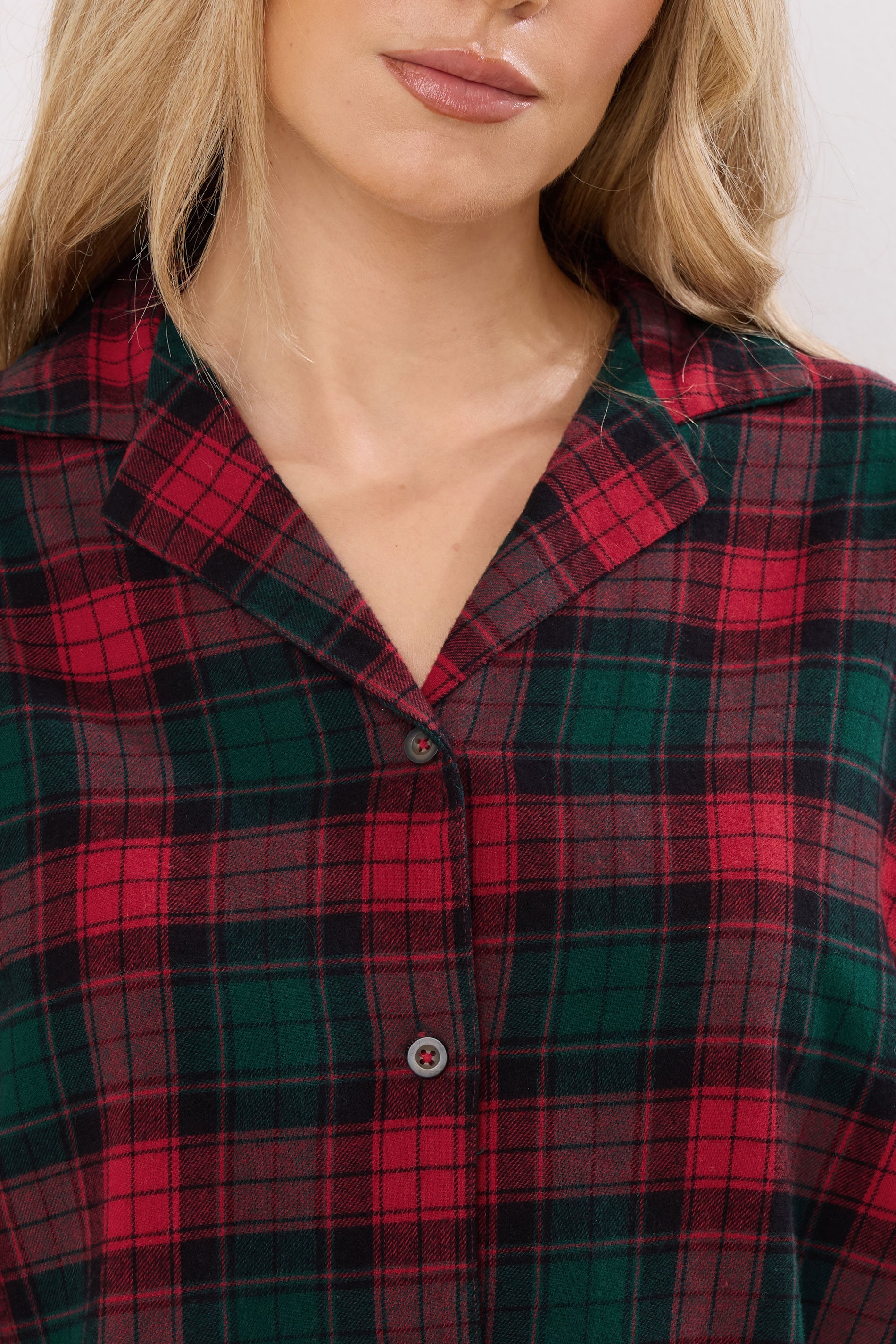  LTS Tall Red & Green Cotton Check Pyjama Set