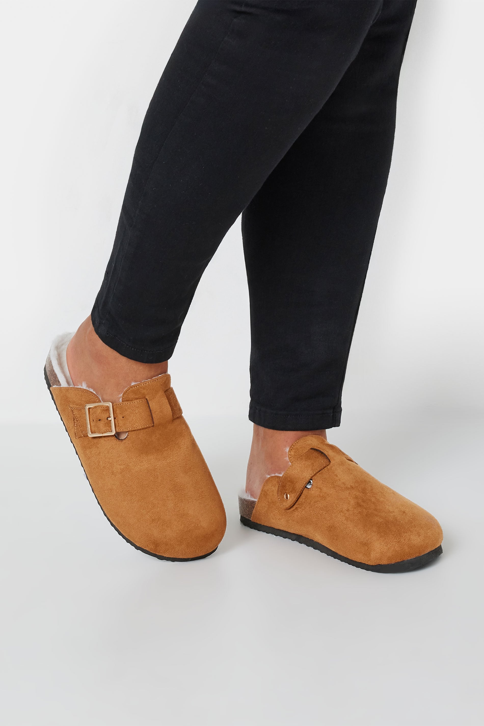  Sabots Marrons Fausse Fourrure Pieds Extra Larges EEE