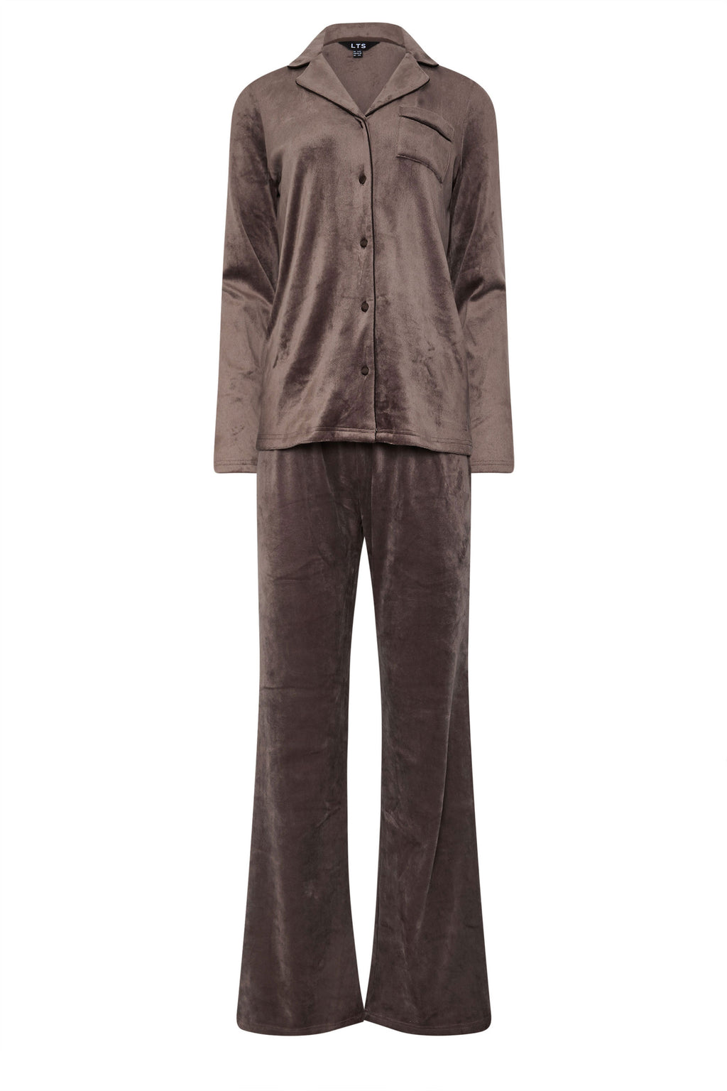  LTS Tall Chocolate Brown Super Soft Button Pyjama Set