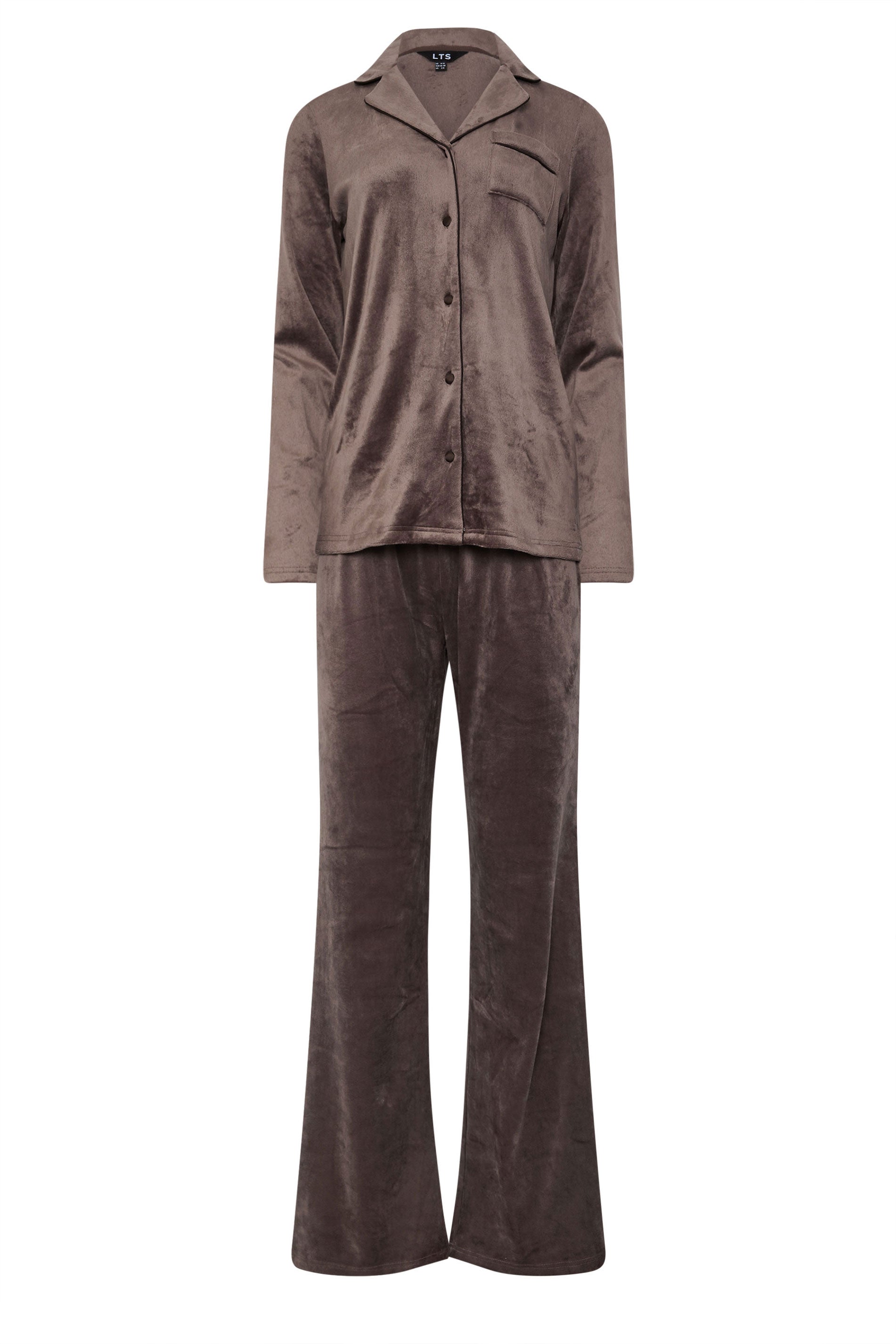  LTS Tall Chocolate Brown Super Soft Button Pyjama Set