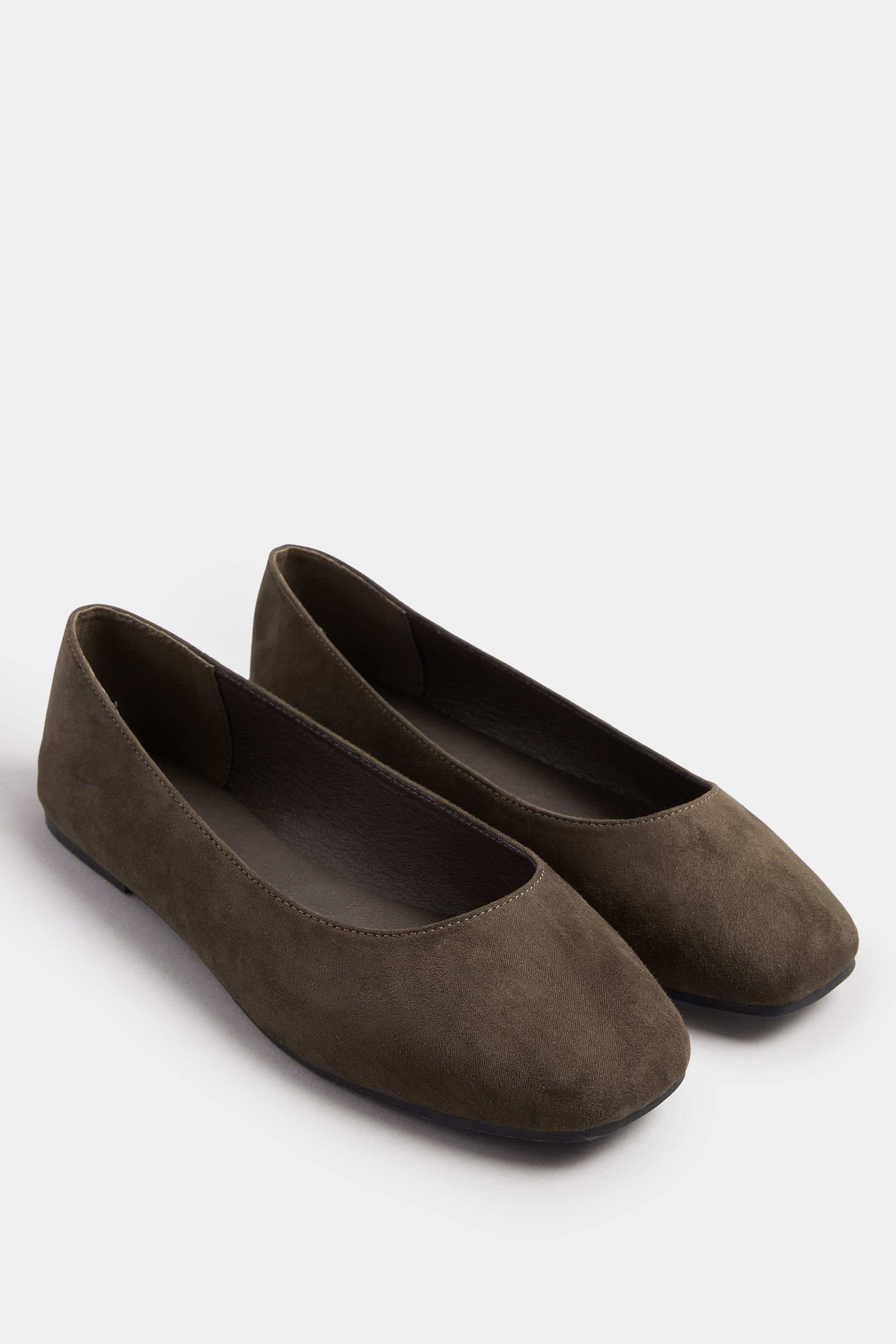  Ballerines à Bout Carré En Simili-daim Marron Chocolat, Coupe Extra Large EEE