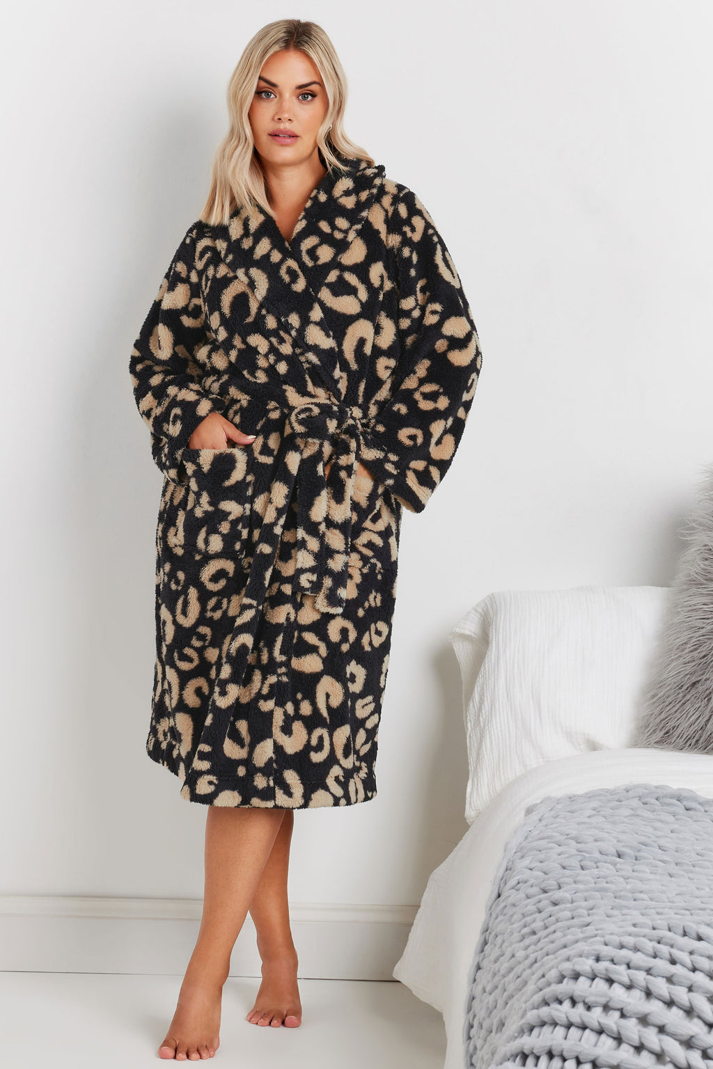  YOURS - Robe De Chambre Noire & Marron