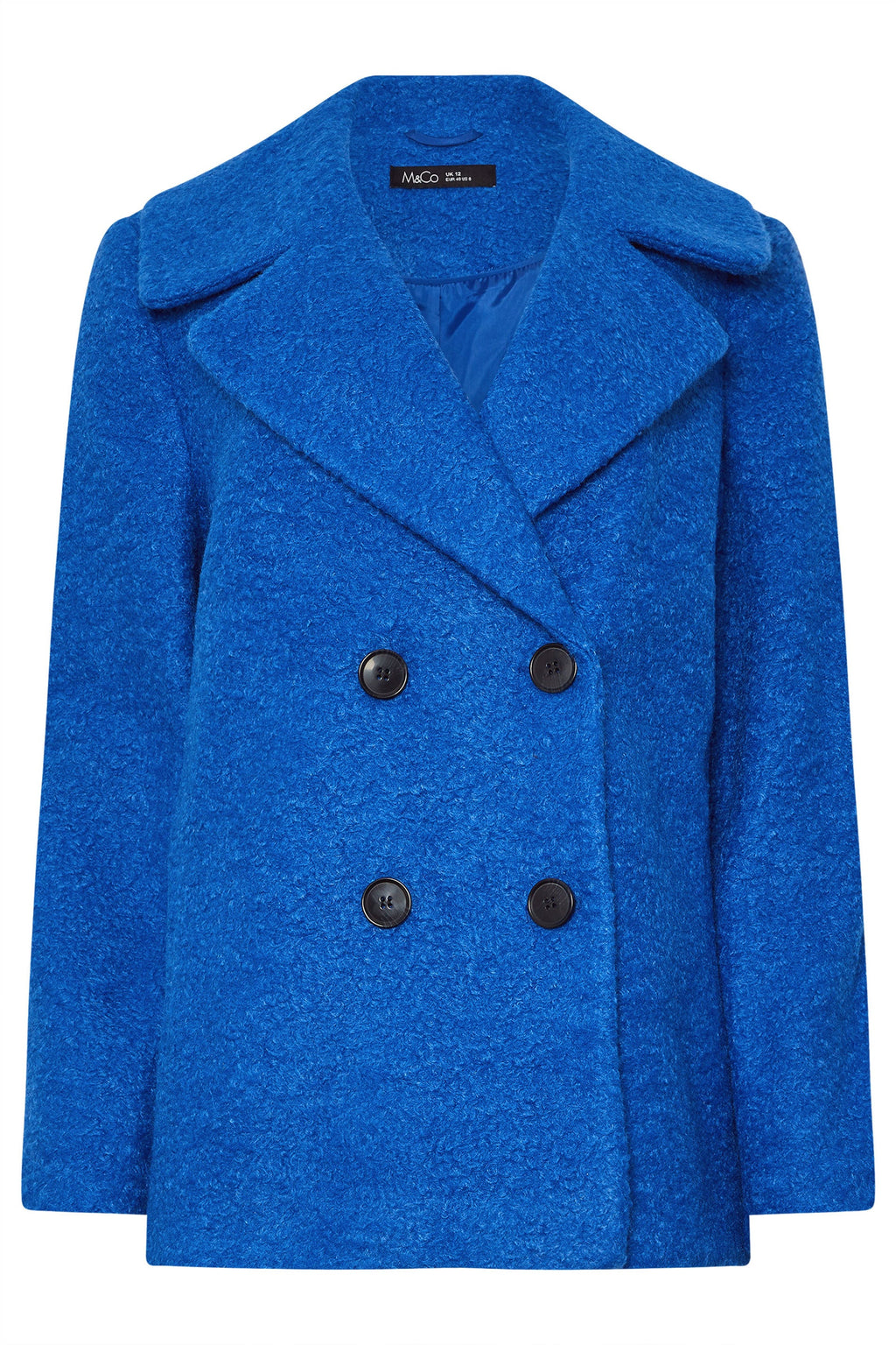  M&Co Cobalt Blue Double Breasted Boucle Jacket