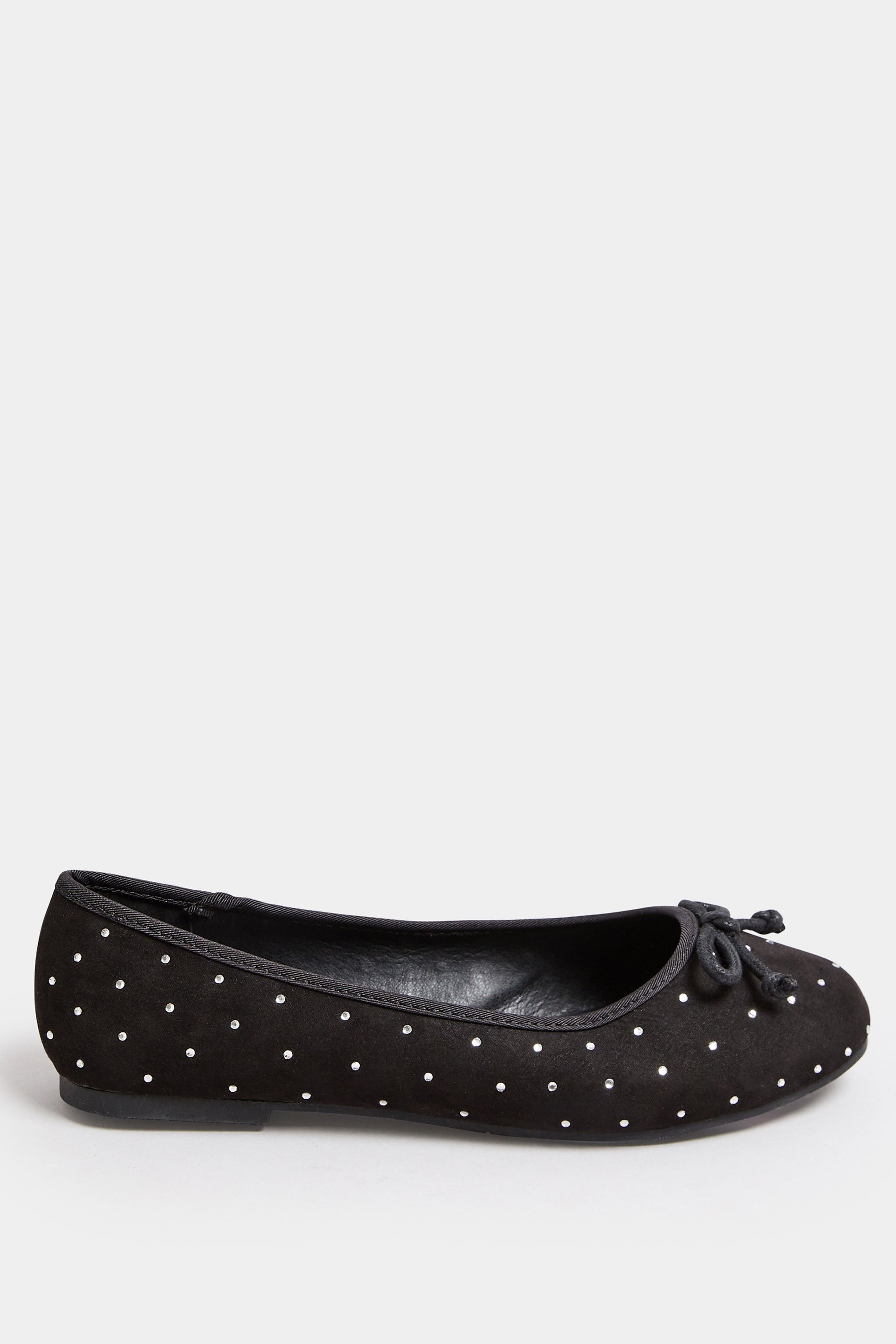  Ballerines Noires à Strass Noeuds Avant