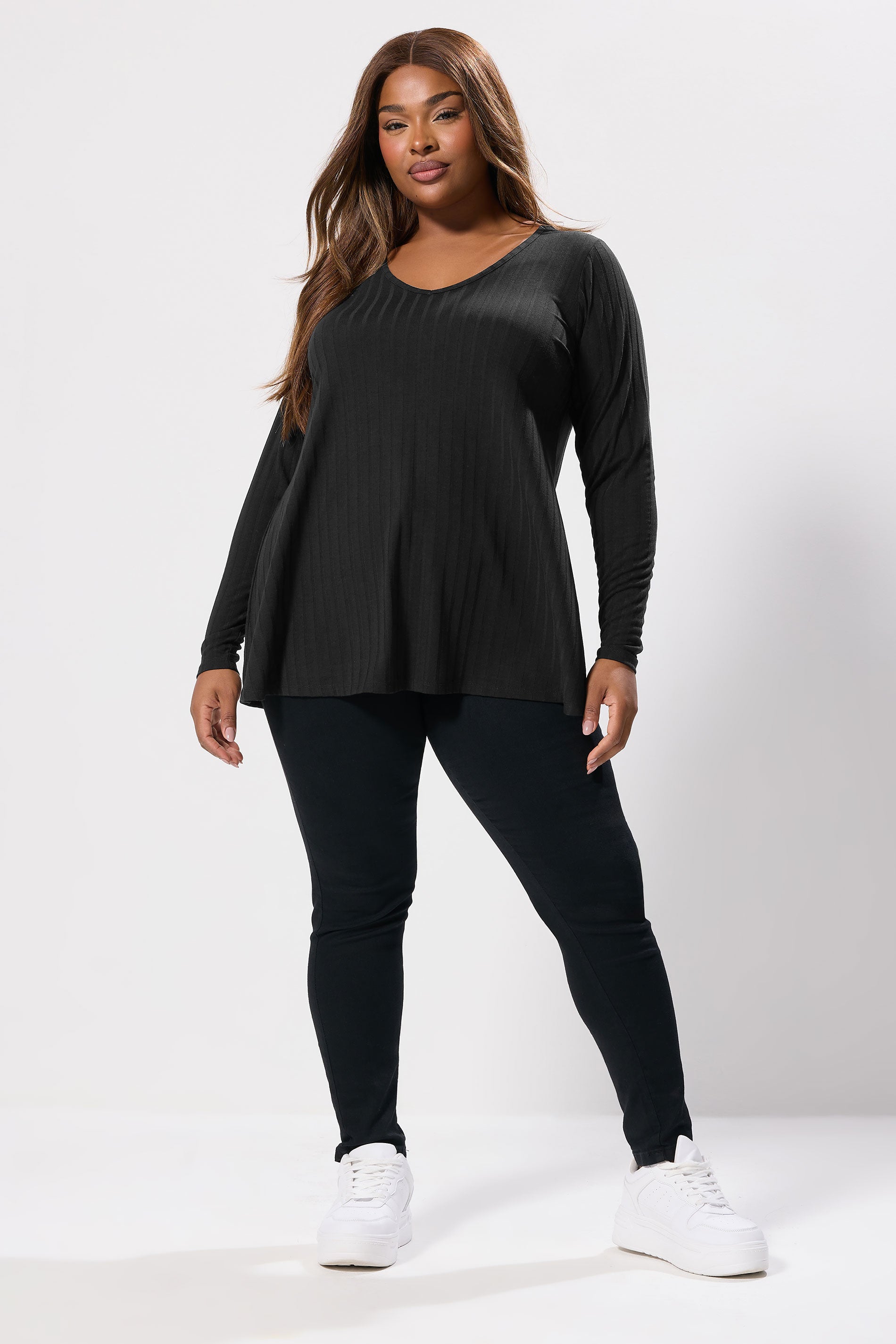  Yours Curve T-shirt Noir Côtelé