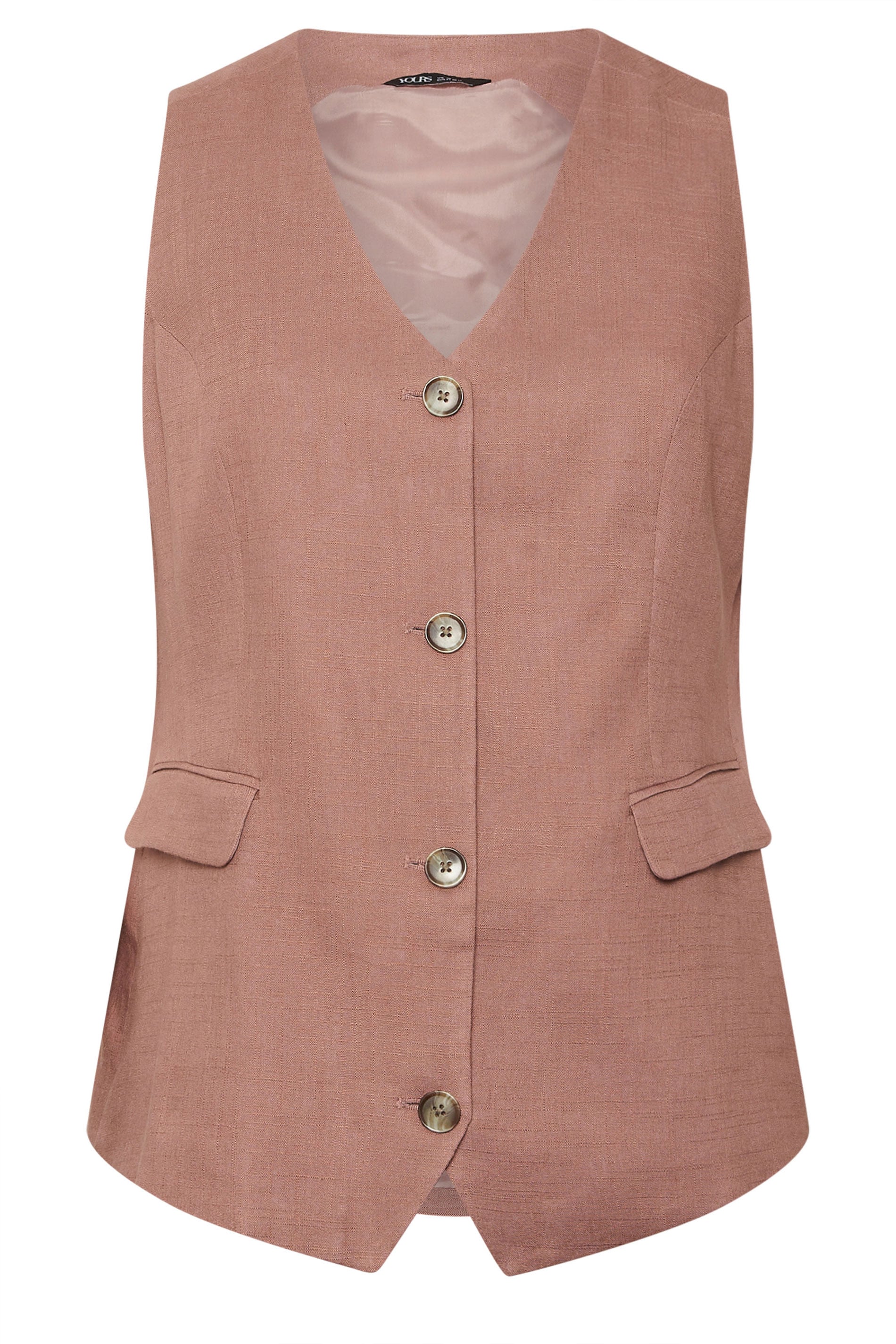  YOURS - Veste Sans Manches Rose Boutonnée