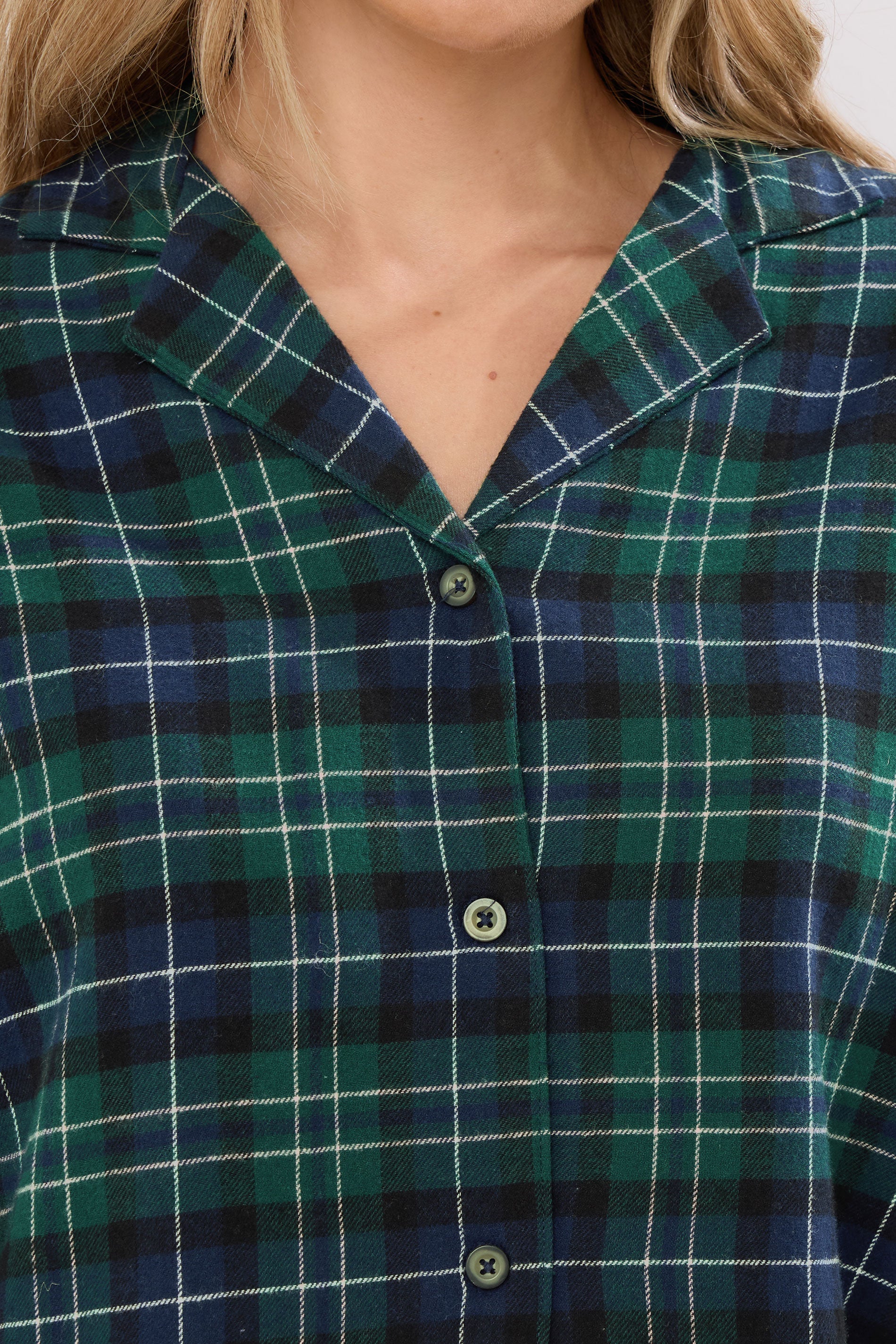  LTS Tall Navy Blue & Green Cotton Check Pyjama Set