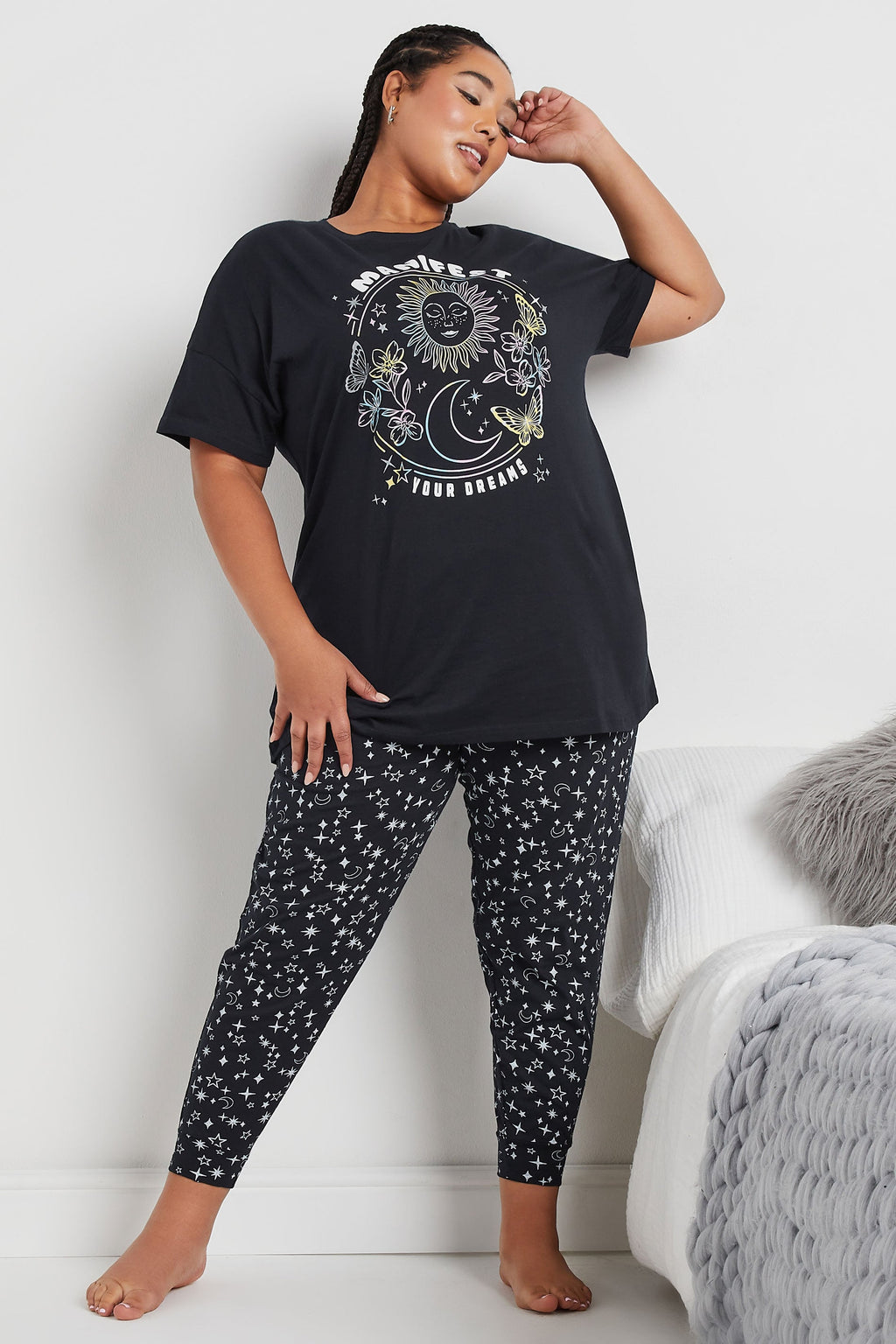  YOURS - Ensemble De Pyjama Bleu Marine 'Manifest' Design Étoiles