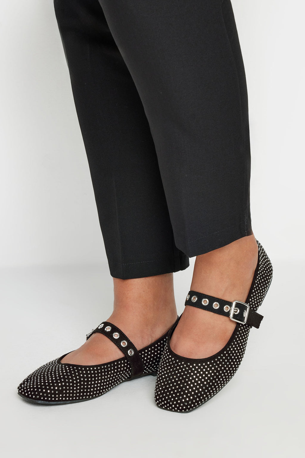  Ballerines Noires Cloutées Pieds Extra Larges EEE