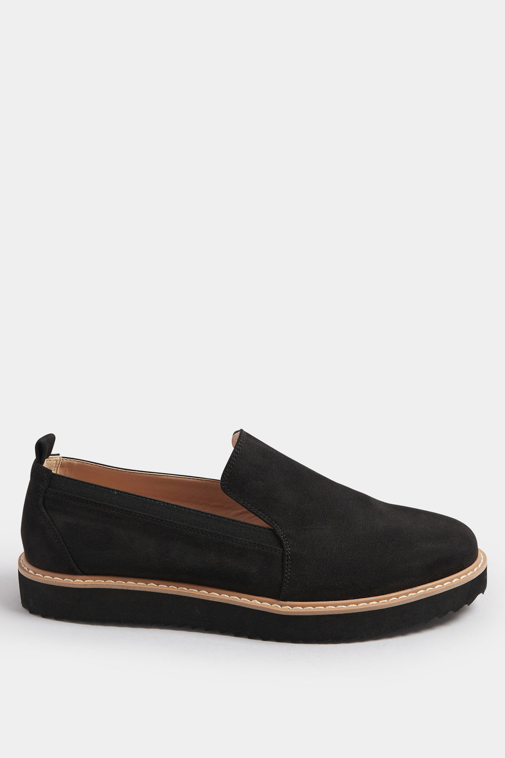  LTS Black Faux Suede Slip-On Loafers In Standard Fit