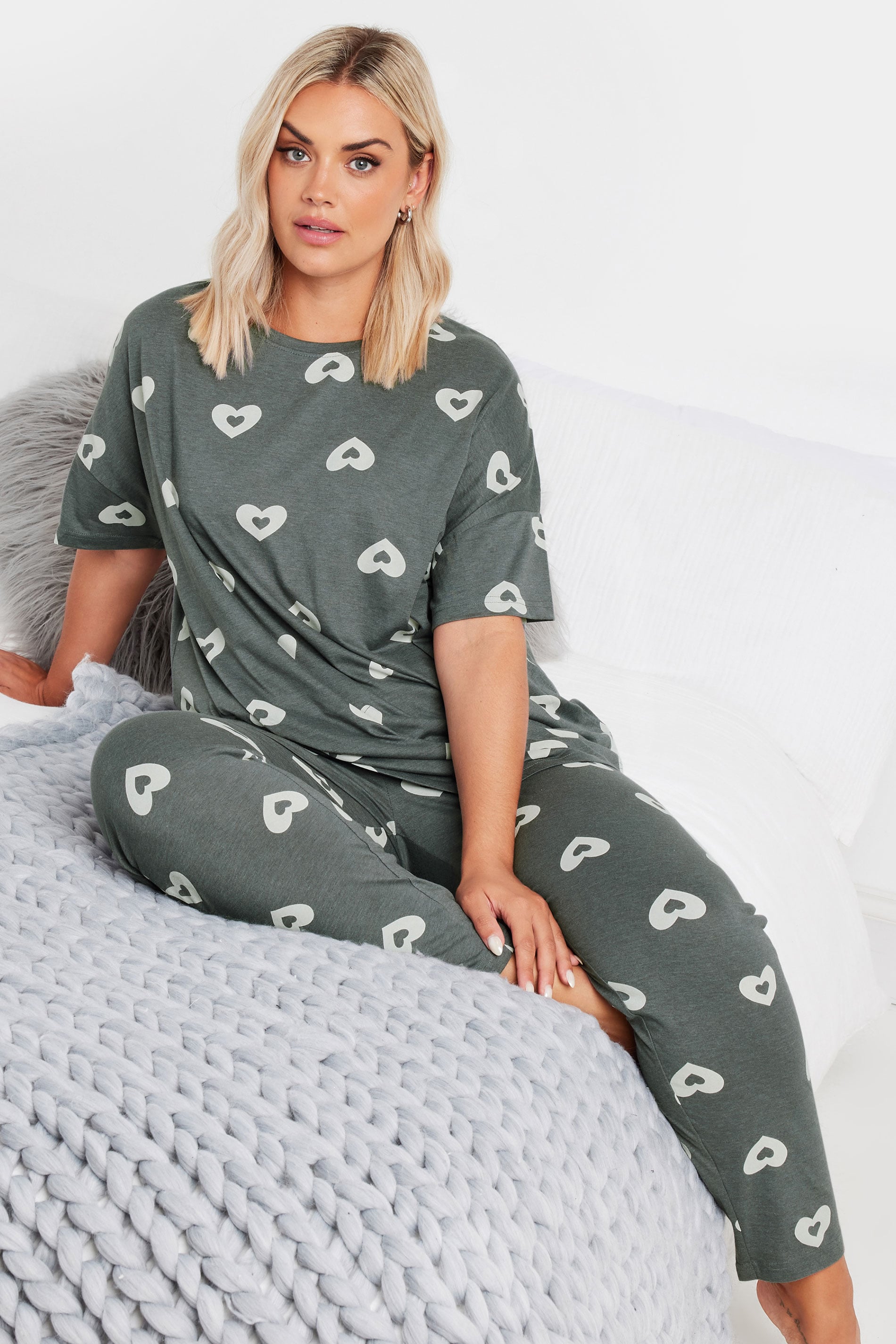  YOURS - Ensemble De Pyjama Gris Imprimé Coeurs