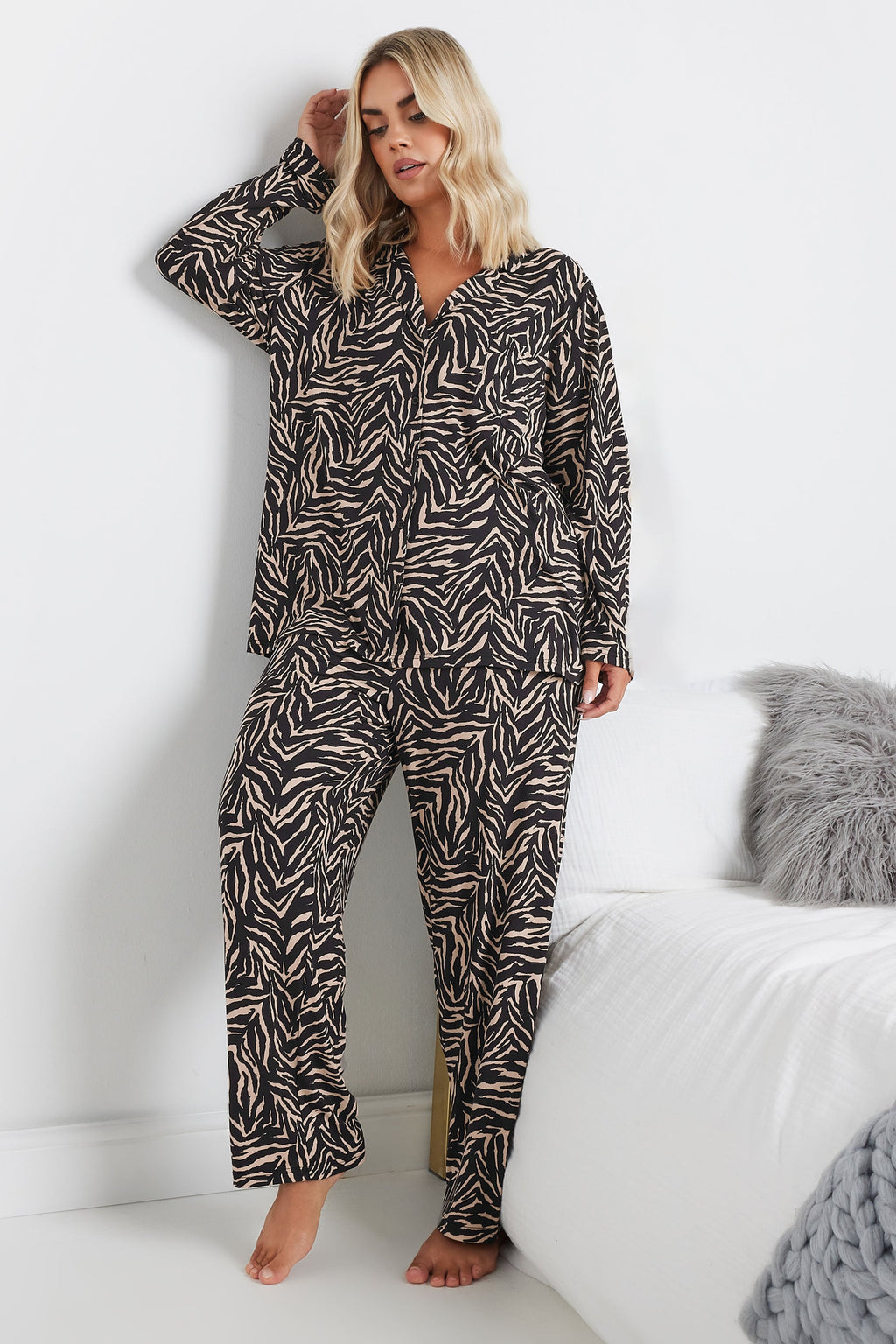  YOURS - Ensemble De Pyjama Beige Zébré Toucher Doux