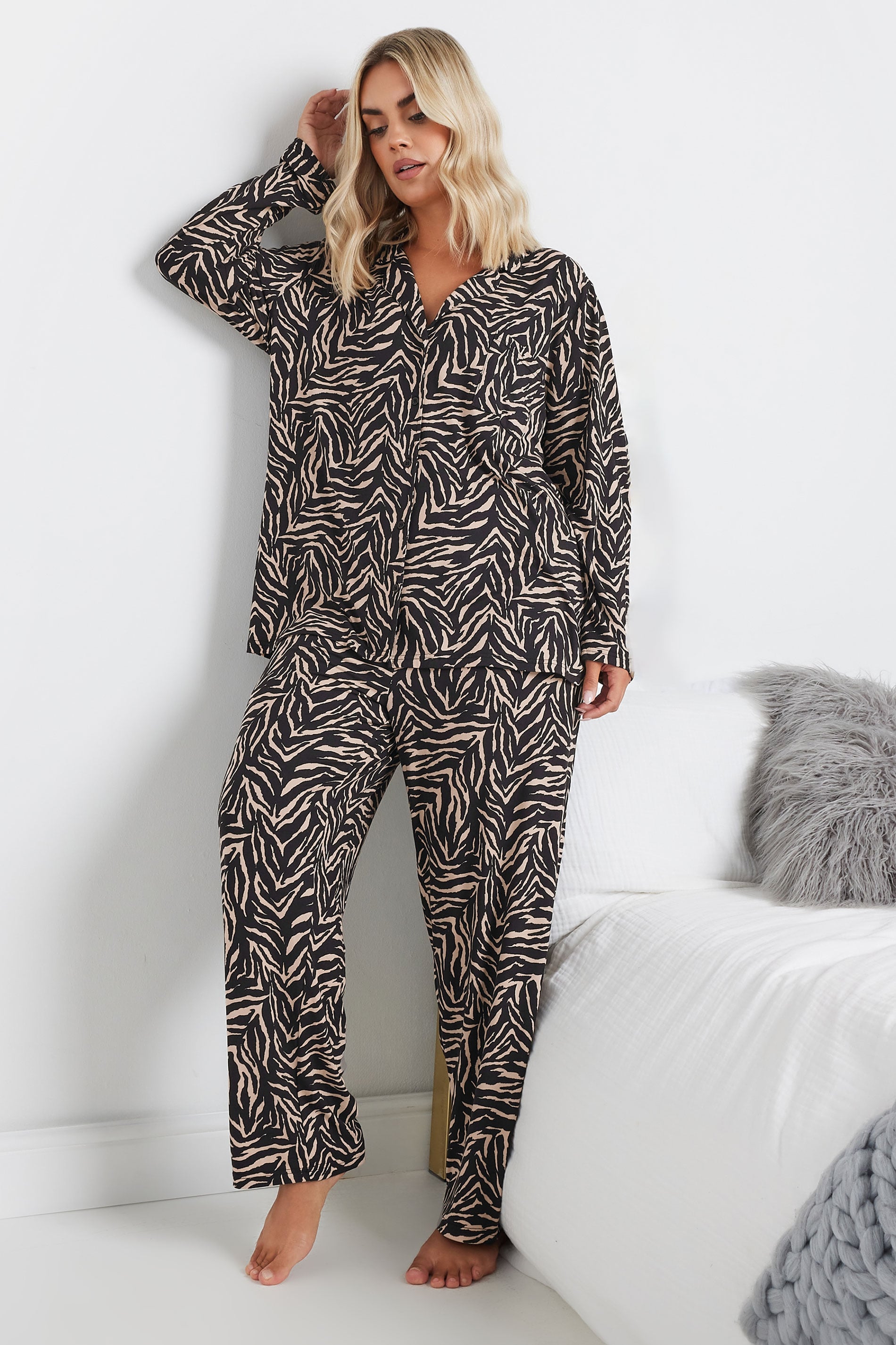  YOURS - Ensemble De Pyjama Beige Zébré Toucher Doux