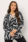  EVANS Curve Black Abstract Print Jersey Blouse