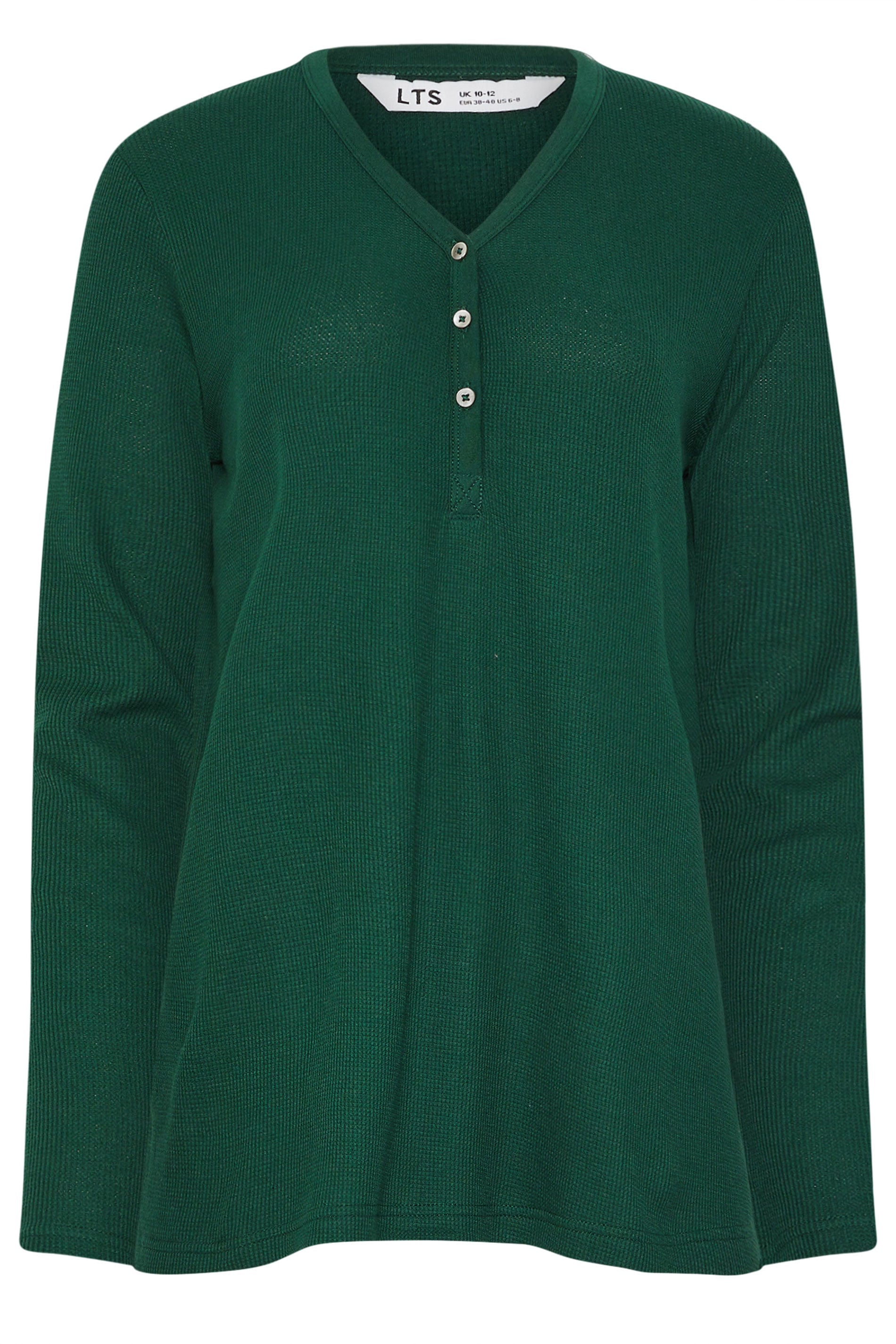  LTS Tall Green Cotton Waffle Pyjama Top