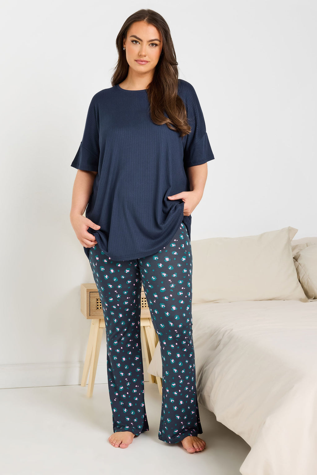  YOURS - Haut De Pyjama Bleu Marine Nervuré En Jersey