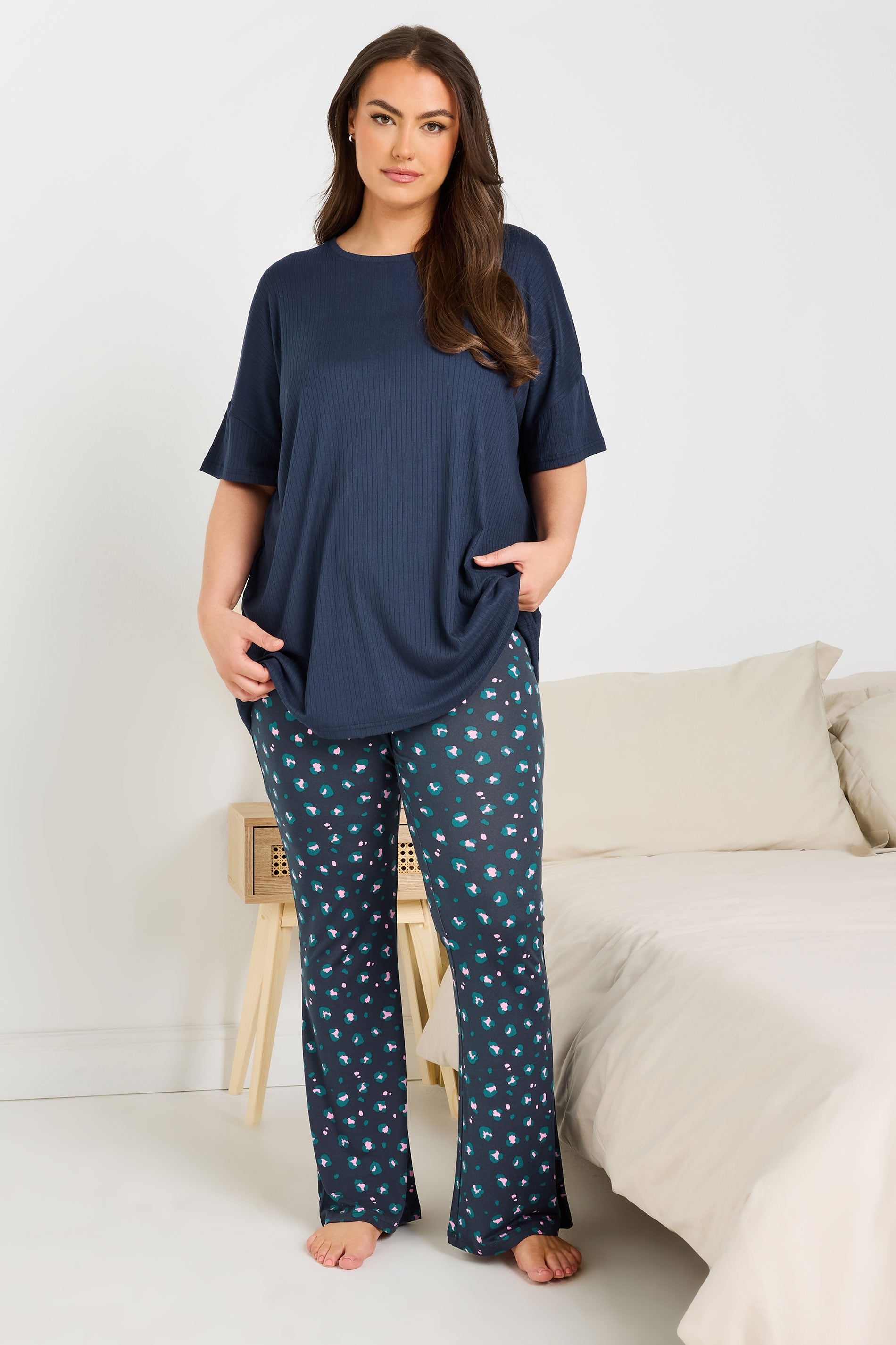  YOURS - Haut De Pyjama Bleu Marine Nervuré En Jersey
