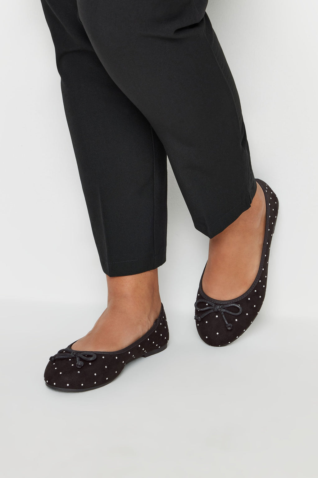  Ballerines Noires à Strass Noeuds Avant