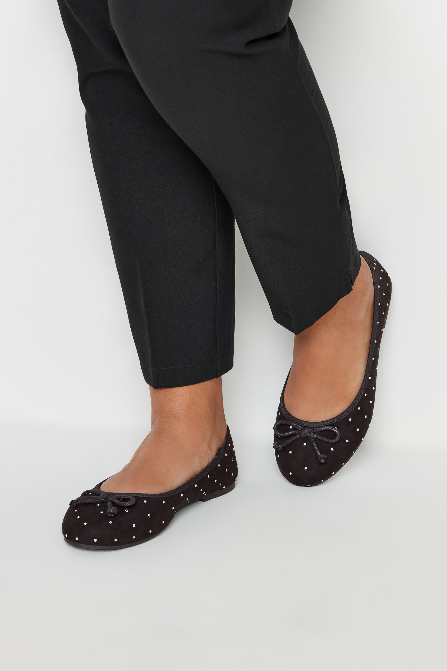  Ballerines Noires à Strass Noeuds Avant