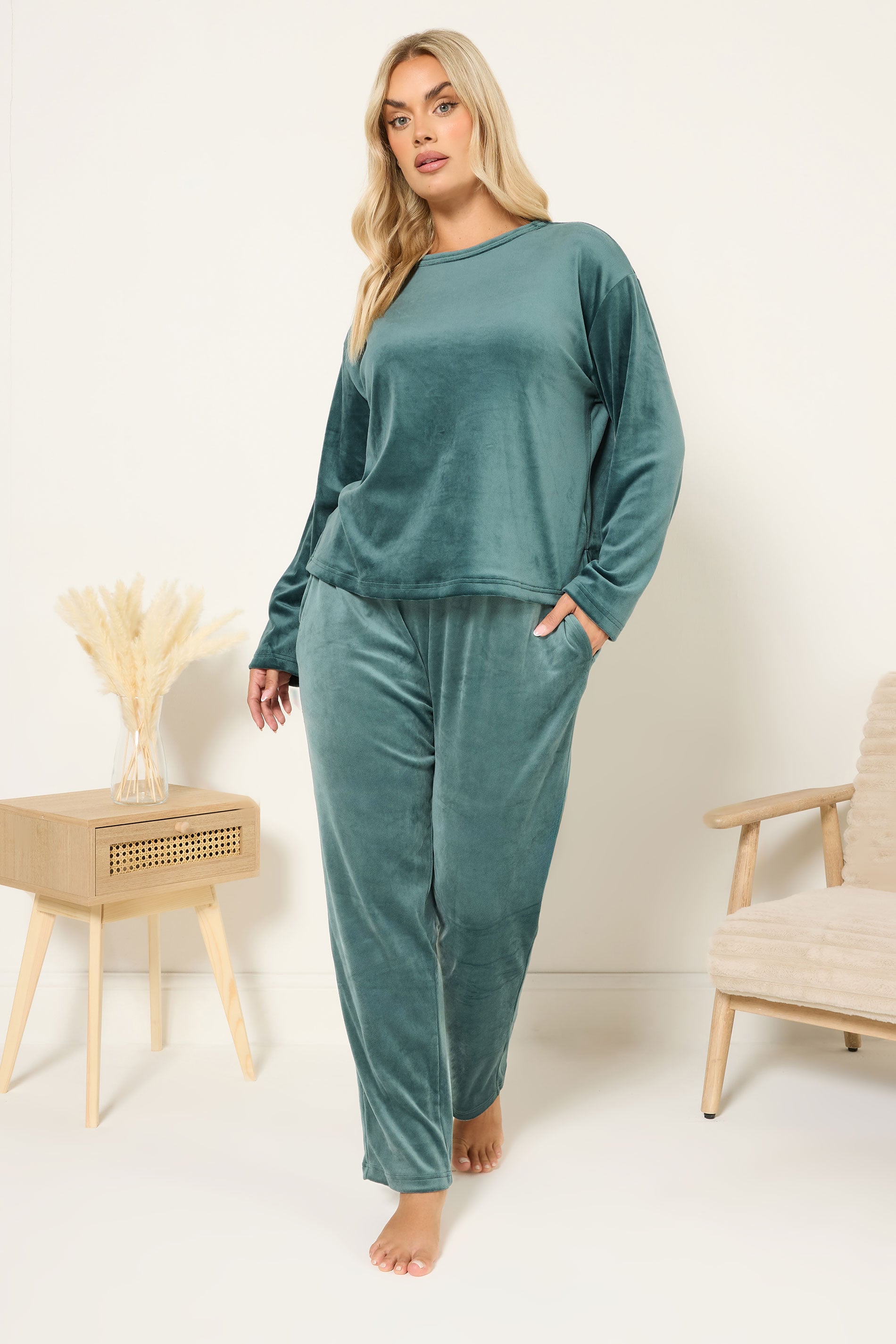  YOURS Curve Ensemble De Pyjama Super Luxe Vert
