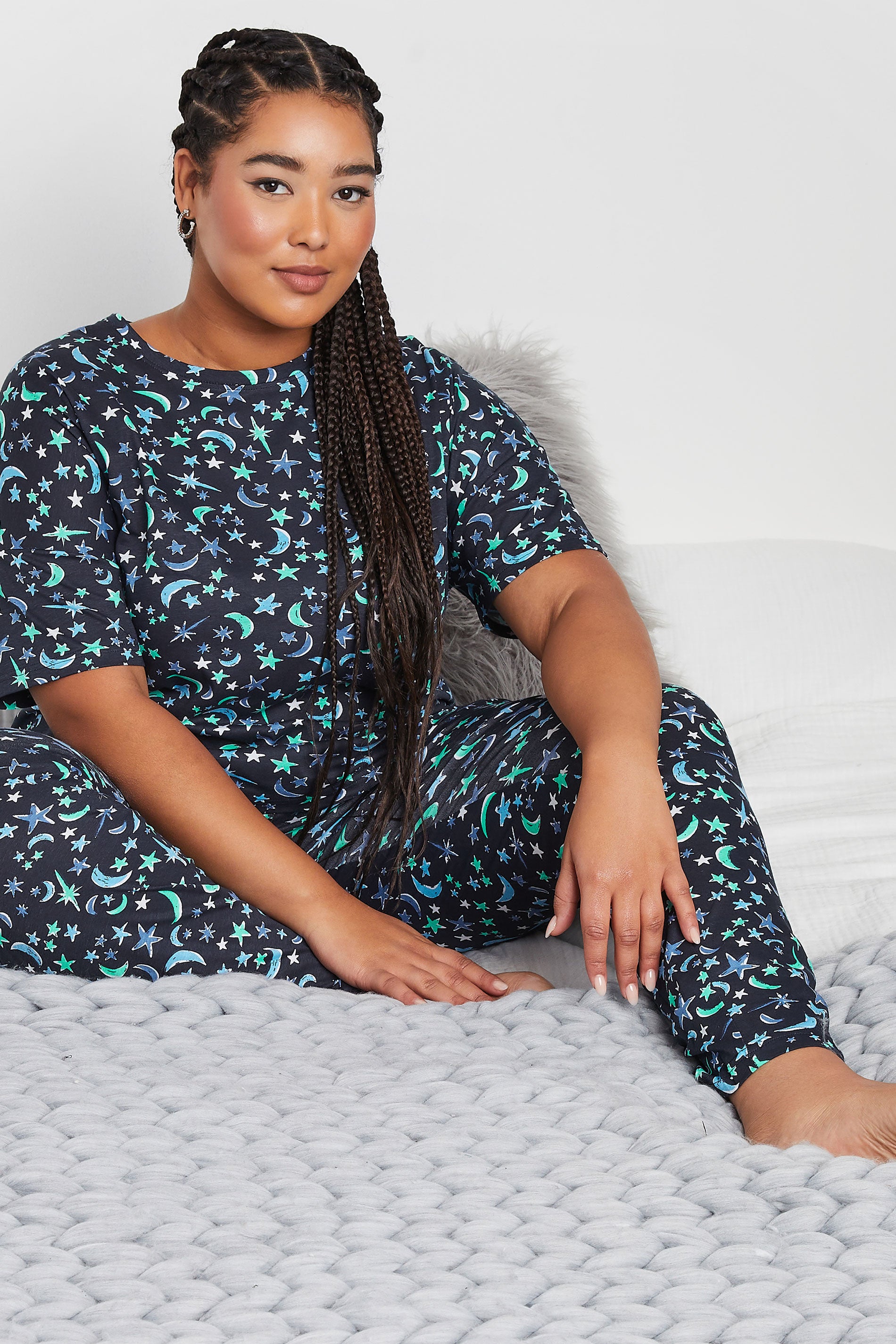  YOURS - Ensemble De Pyjama Bleu Marine Design Lunes & Étoiles